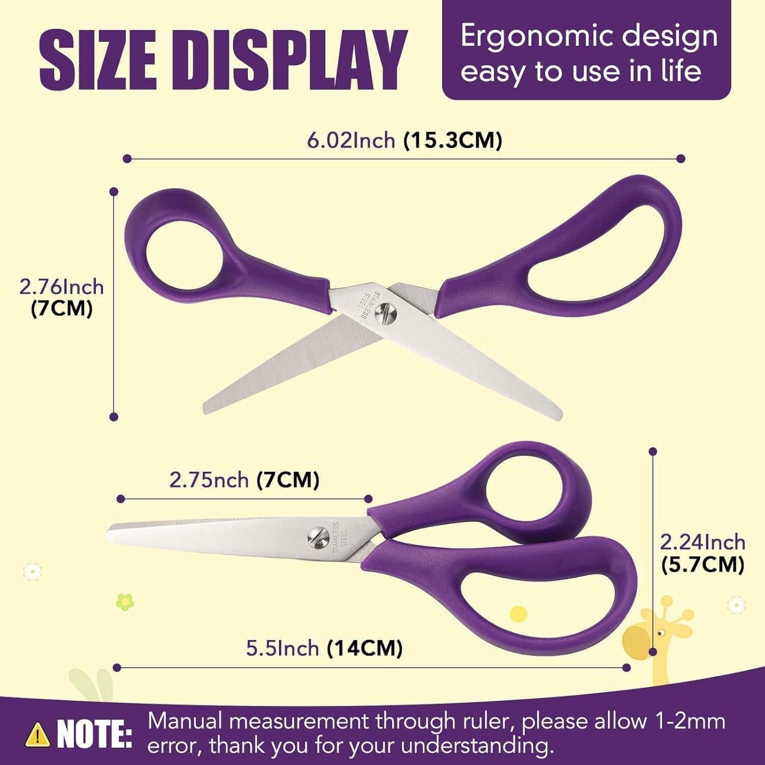 Tijeras de Punta Roma para Niños BURVAGY - Paquete de 24