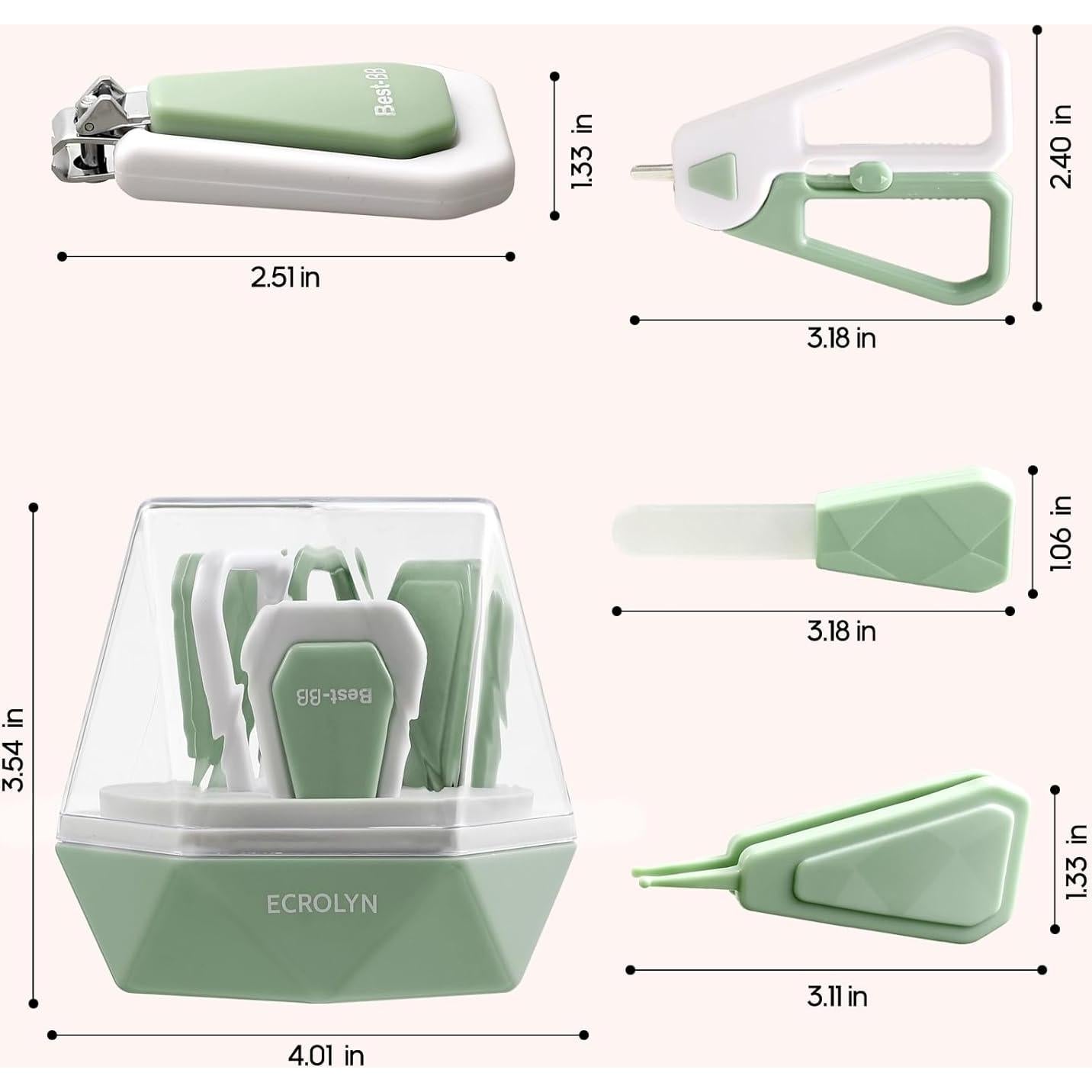 Set de Cuidado 4-en-1 ECROLYN para Bebés - Tijeras, Lima y Pinzas