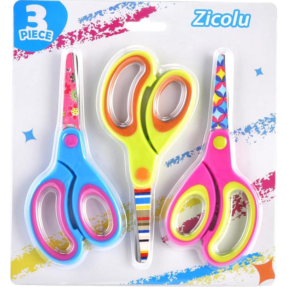 Juego de Tijeras Zicolu para Niños 3 Piezas Punta Roma 12.7 cm