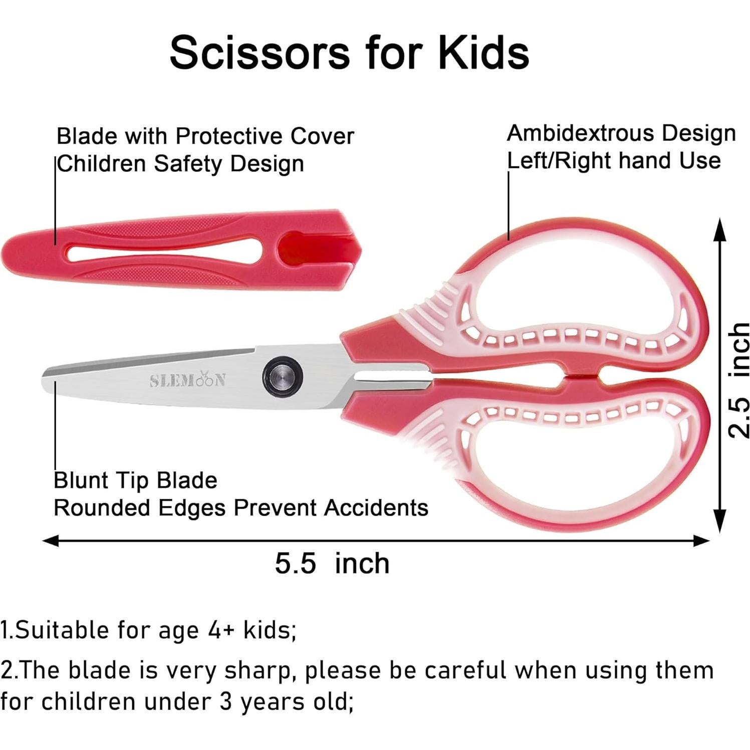 Tijeras de Seguridad SLEMOON para Niños 15 cm - Paquete de 3