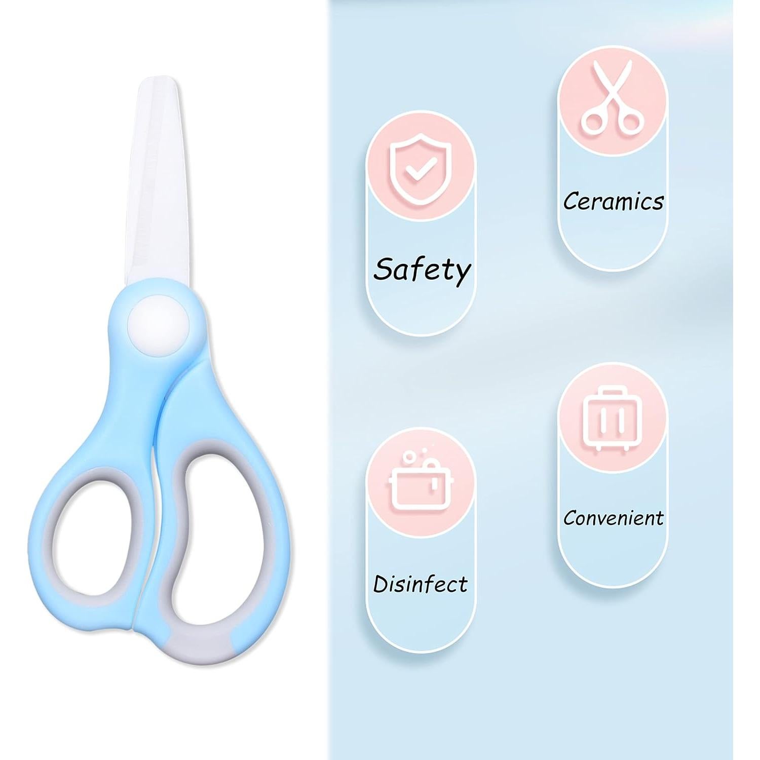 Tijeras de Comida para Bebés Kare & Kind - Cerámica Azul