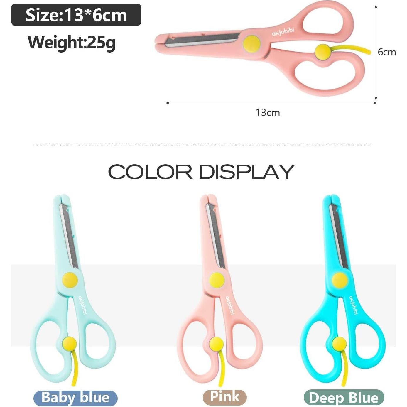 Tijeras de Seguridad para Niños ANJOBIBI 3-Pack Ergonómicas