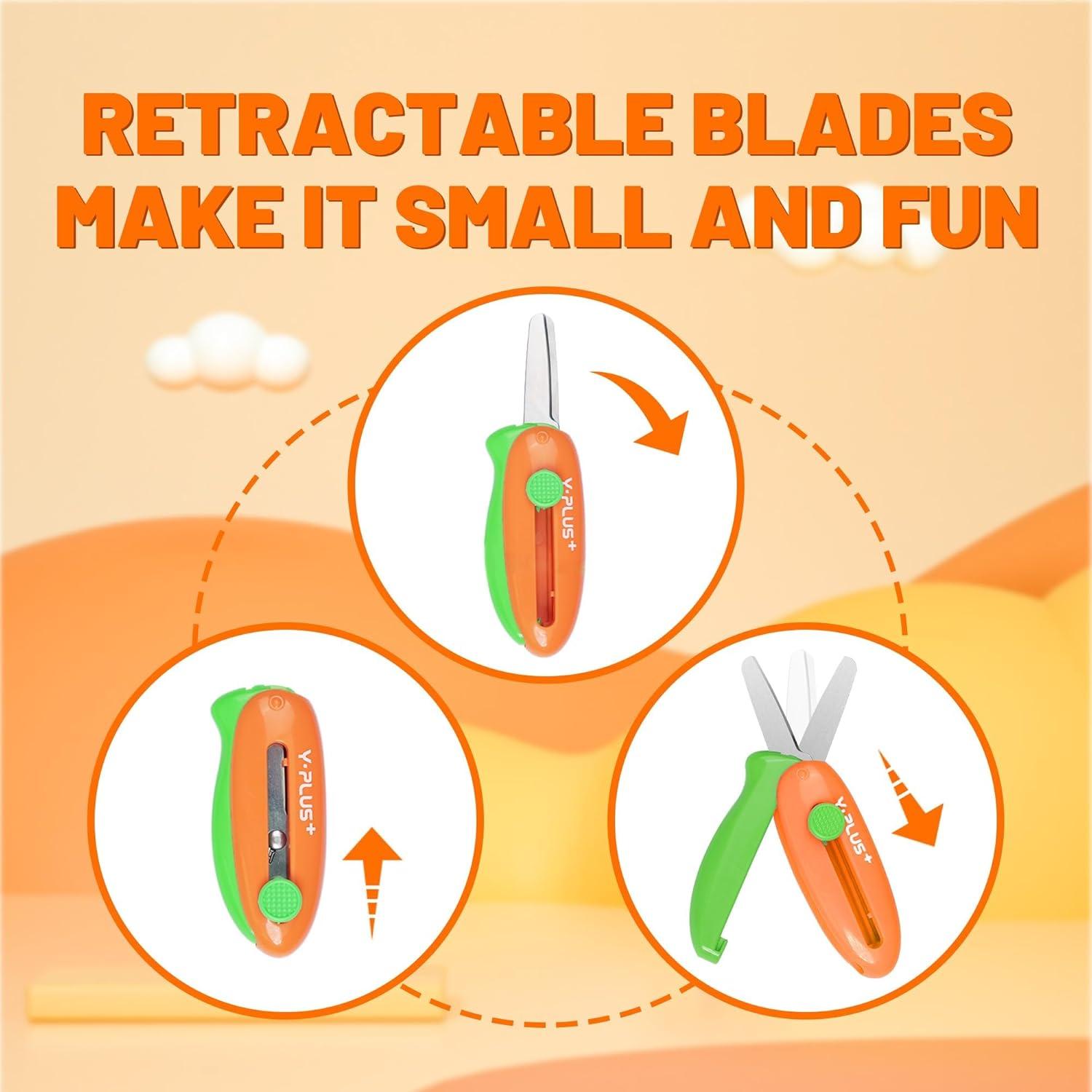 Tijeras de Seguridad para Niños YPLUS 3 Pcs Retráctiles