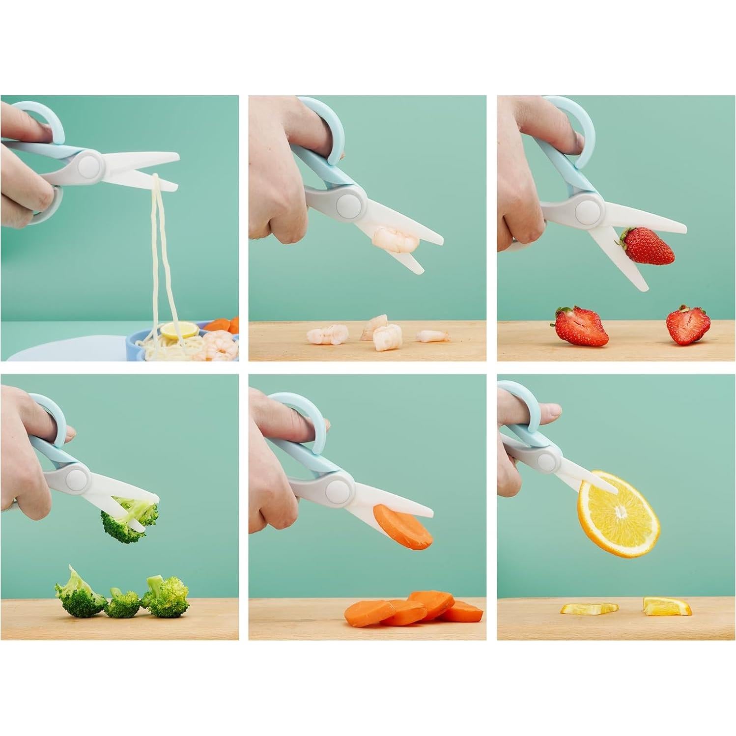 Tijeras de Cerámica Hollory para Comida de Bebé - Azul/Grey