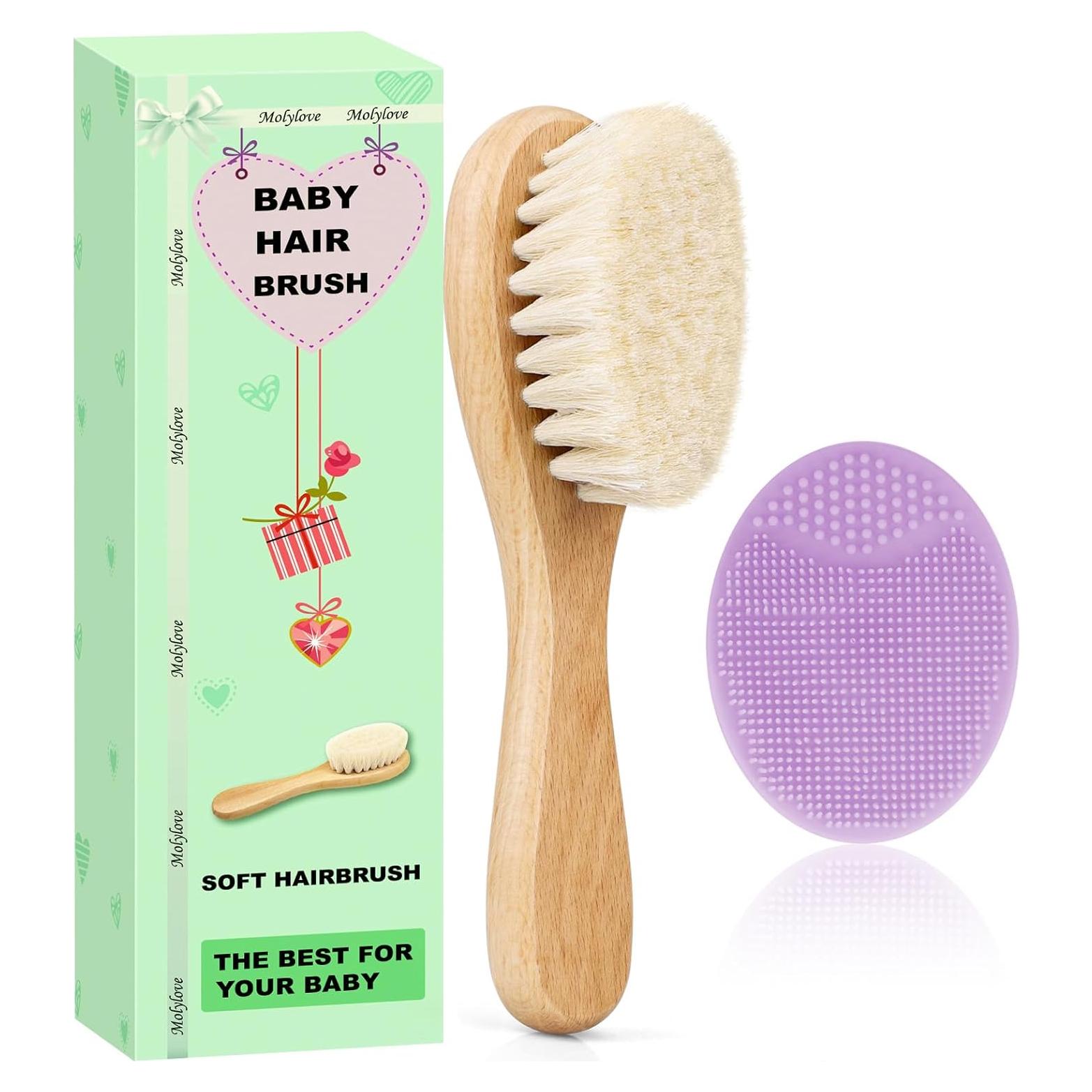 Juego de Cepillos para Bebé Molylove - 2 Piezas Madera y Silicona