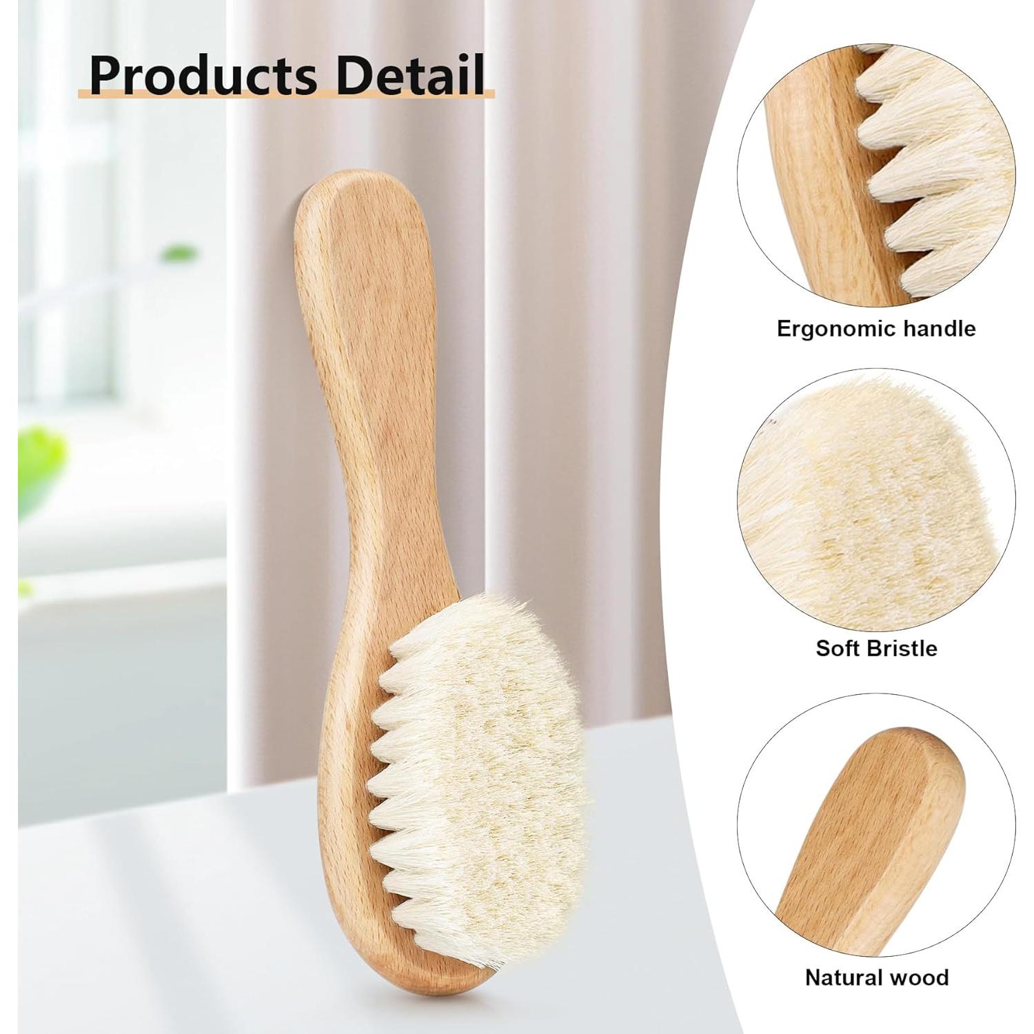 Juego de Cepillos para Bebé Molylove - 2 Piezas Madera y Silicona