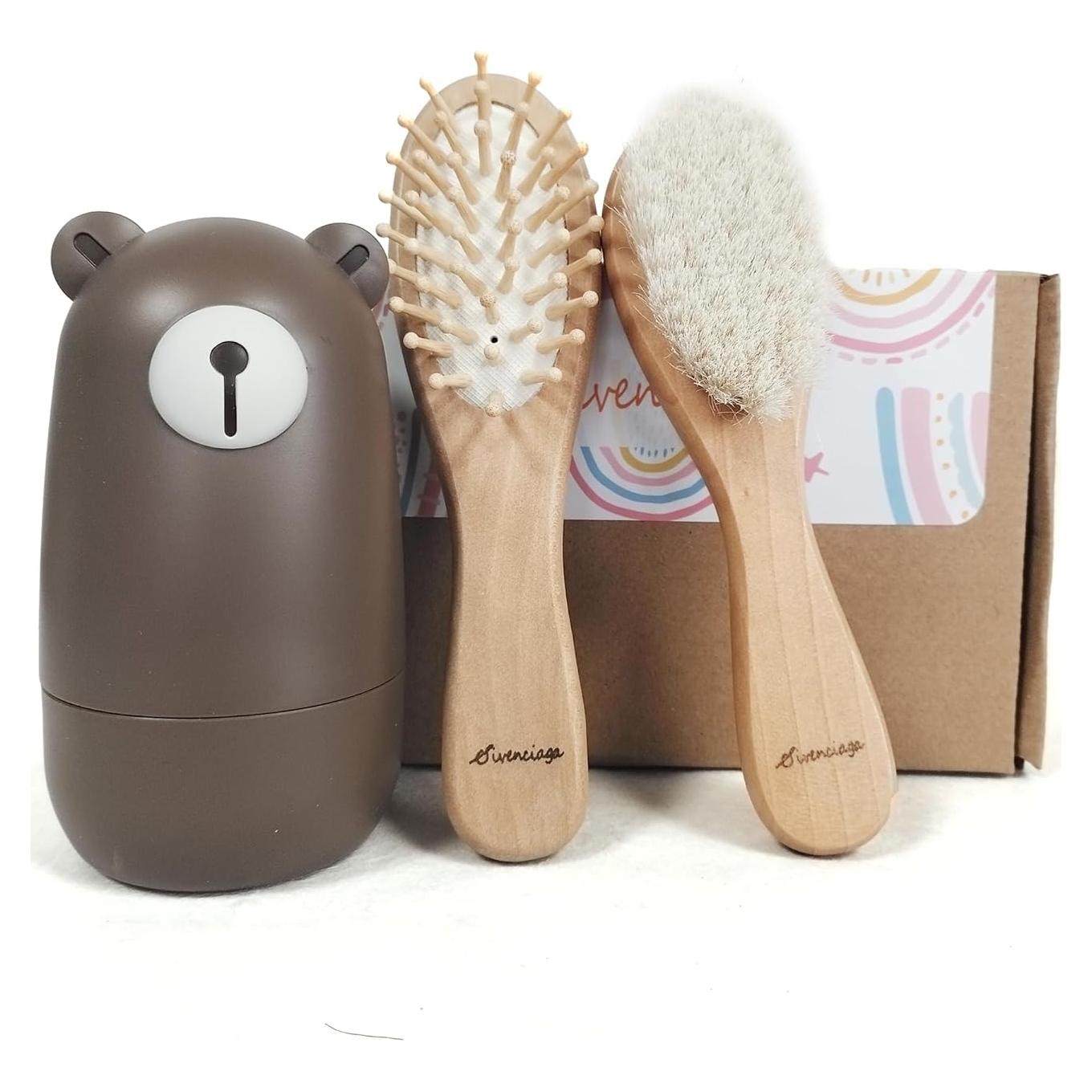 Juego de cortauñas para bebés 6 piezas con estuche marrón claro