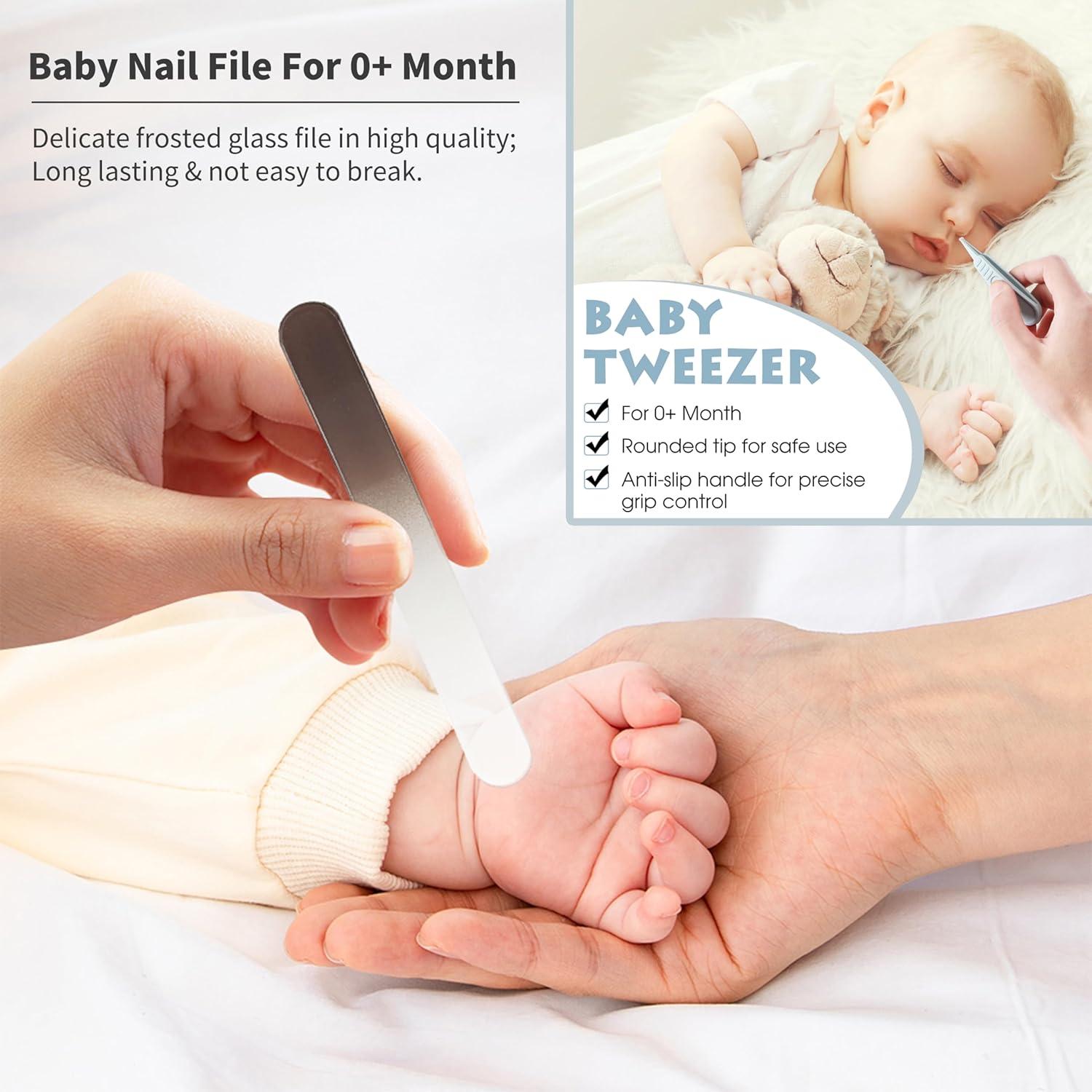 Juego de cortauñas para bebés 6 piezas con estuche marrón claro