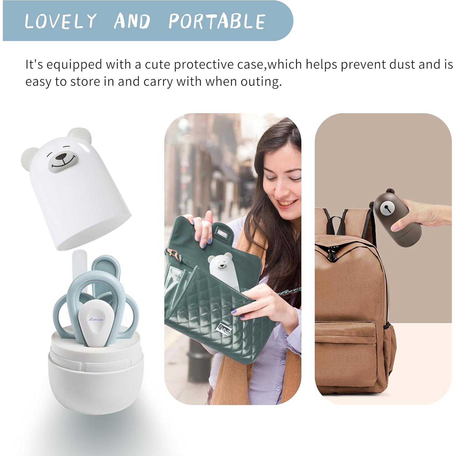 Juego de cortauñas para bebés 6 piezas con estuche marrón claro