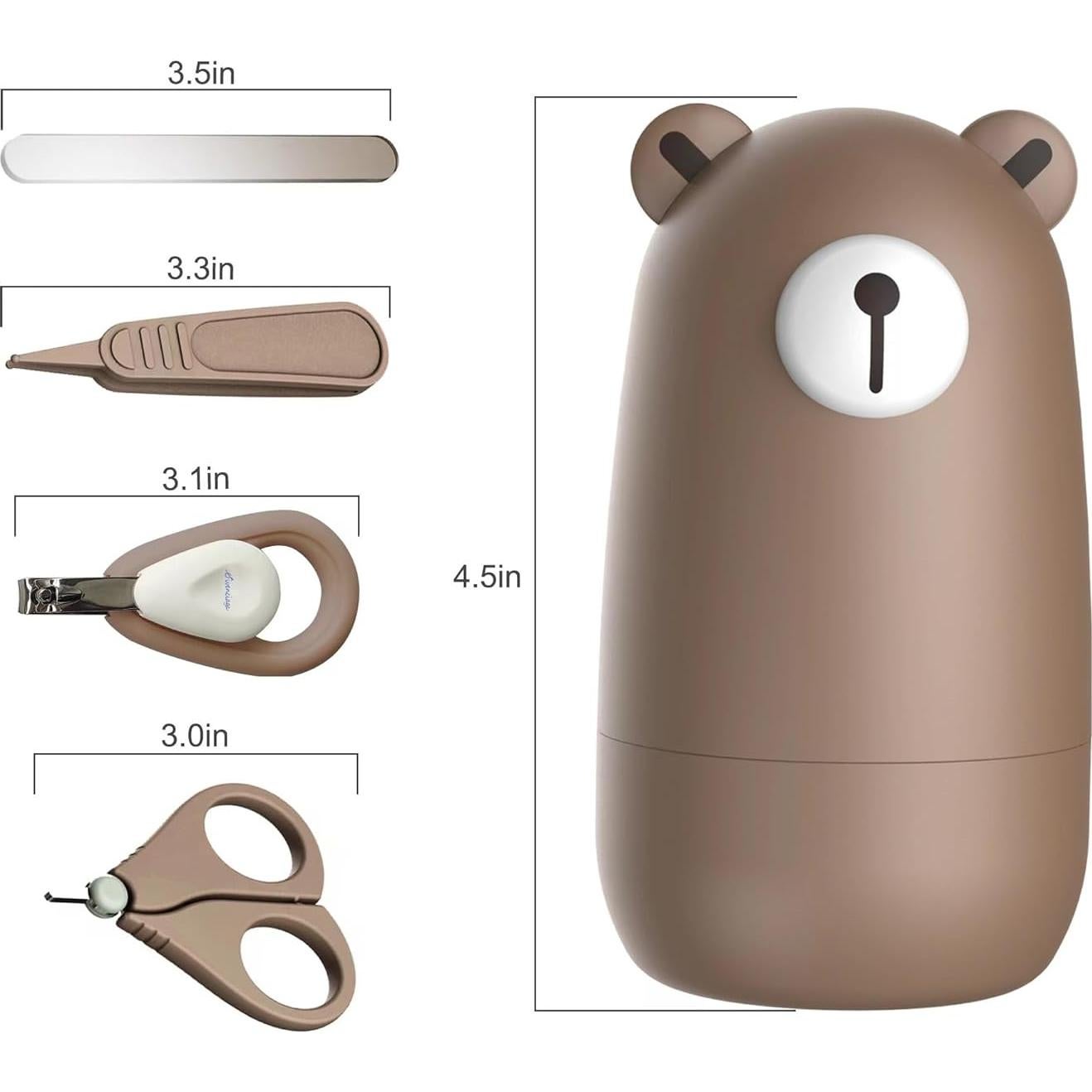 Juego de cortauñas para bebés 6 piezas con estuche marrón claro