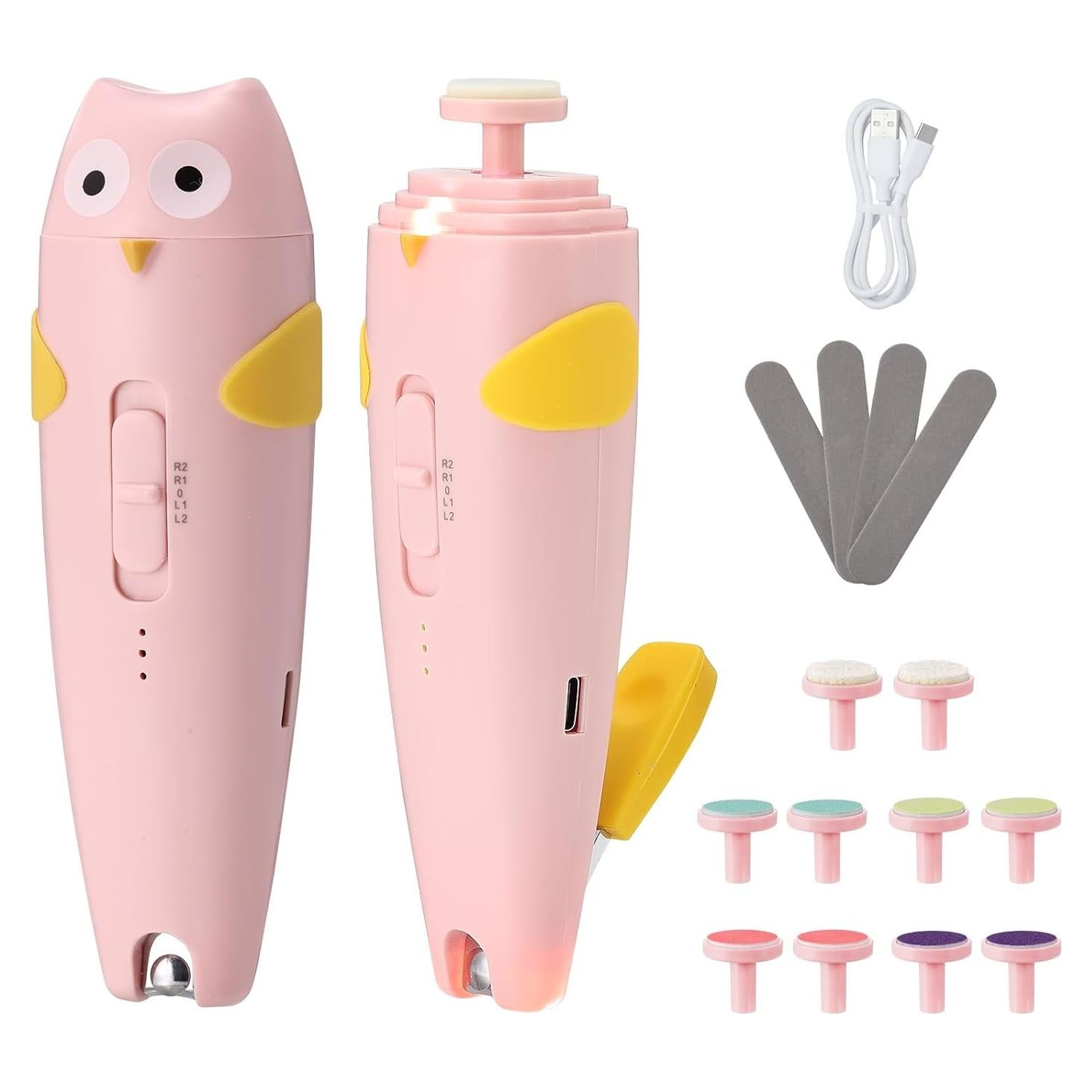 Cortador de Uñas Eléctrico Lictin 2 en 1 Rosa con Luz