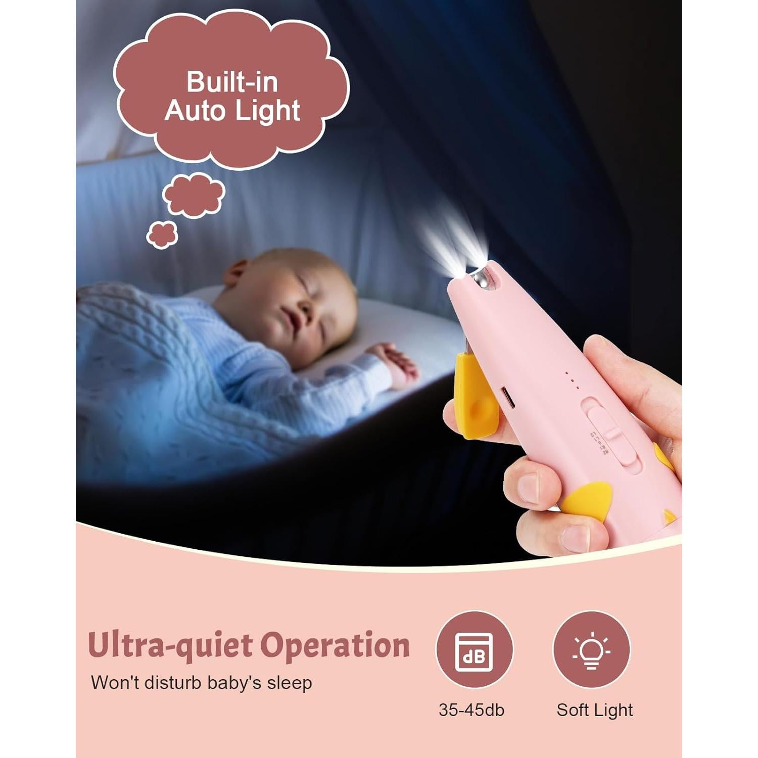 Cortador de Uñas Eléctrico Lictin 2 en 1 Rosa con Luz