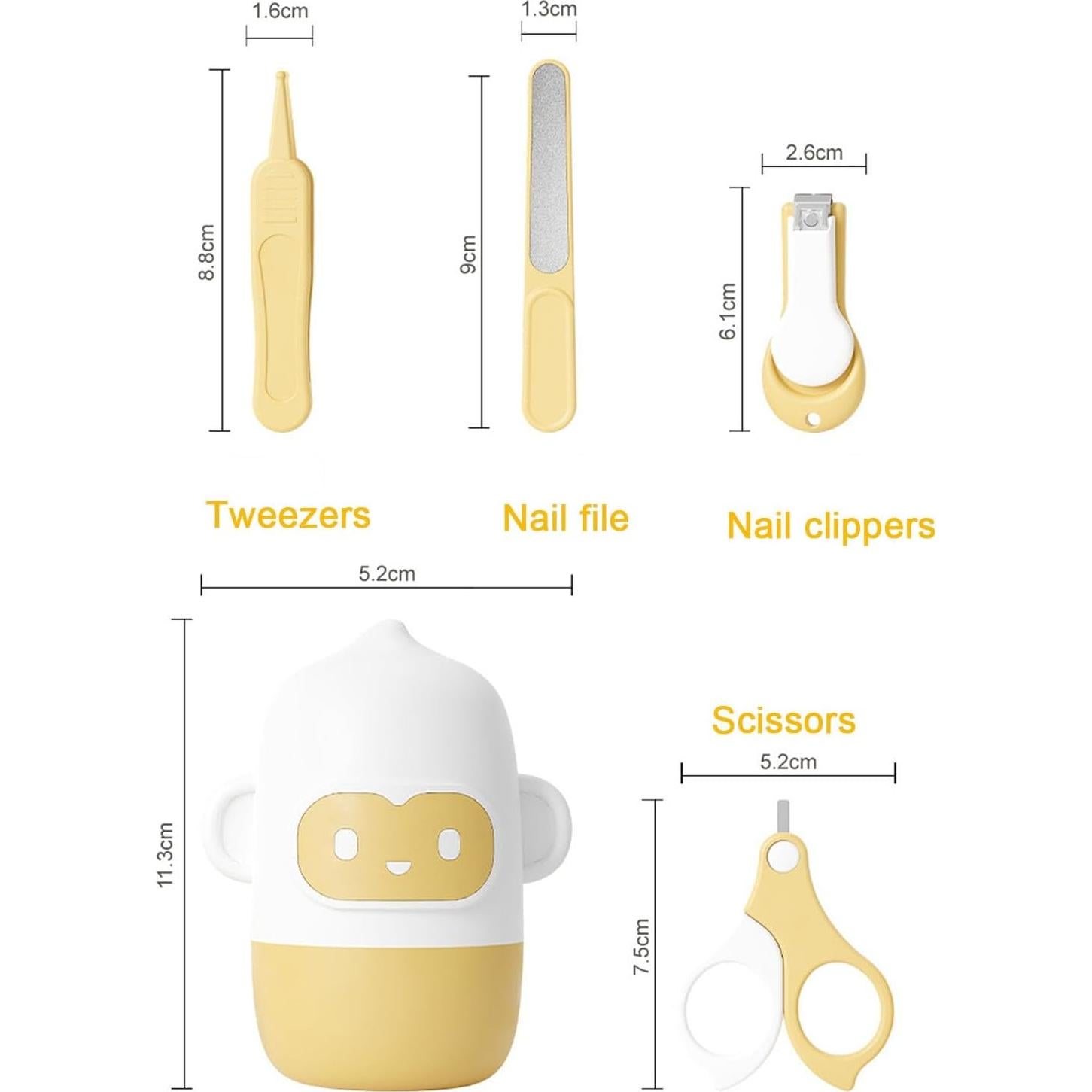 Kit de Uñas para Bebés Wentwos 4 en 1 Amarillo