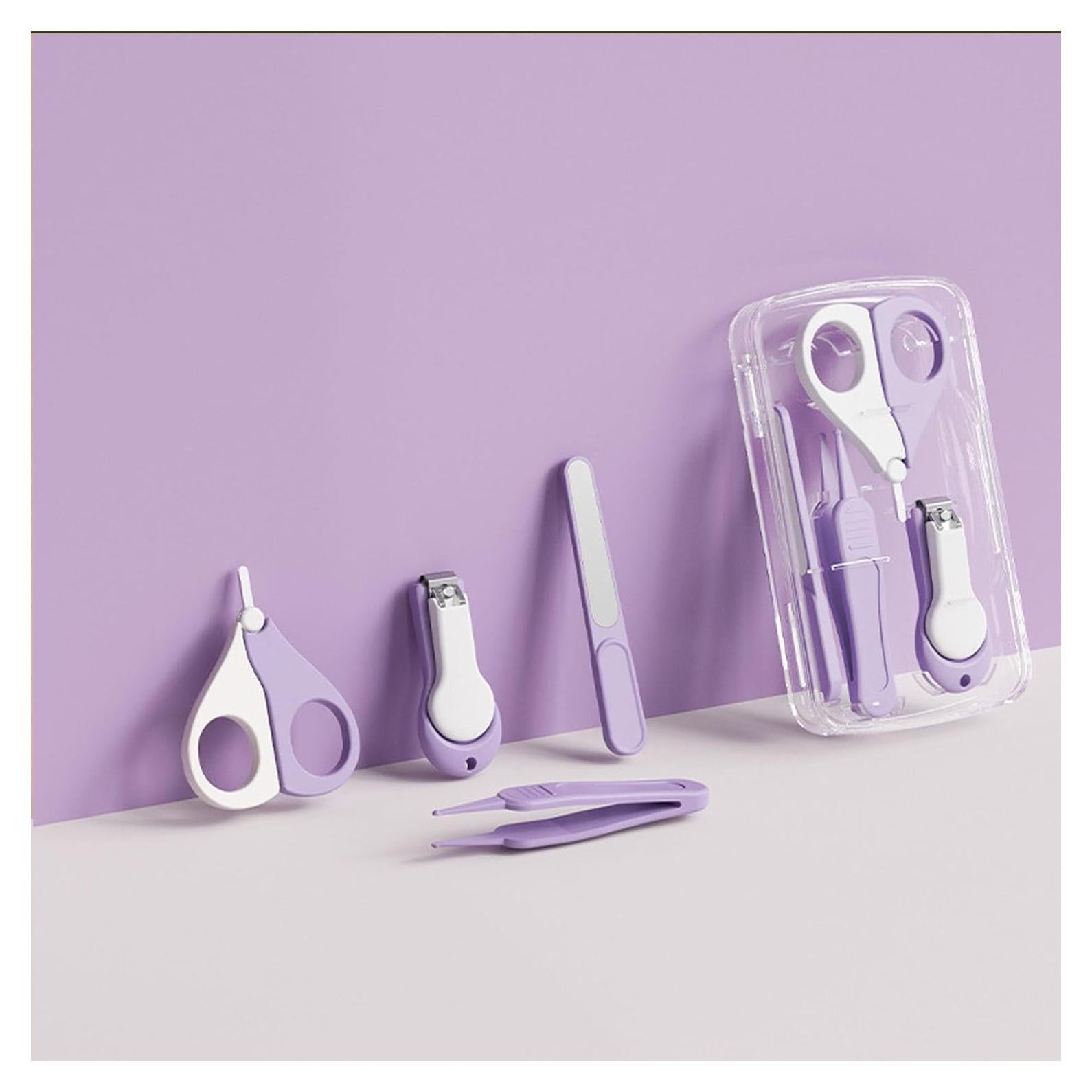 Kit de Cuidado de Uñas para Bebés Wentwos 4 en 1 Púrpura