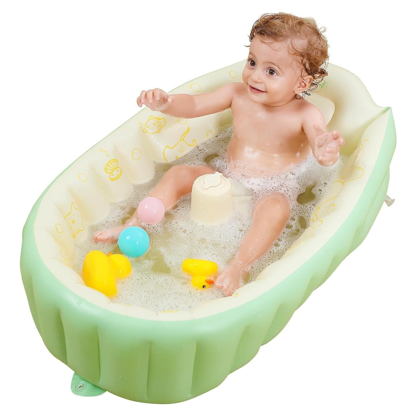 Bañera Inflable para Bebés Rlozftel Verde con Bomba de Aire