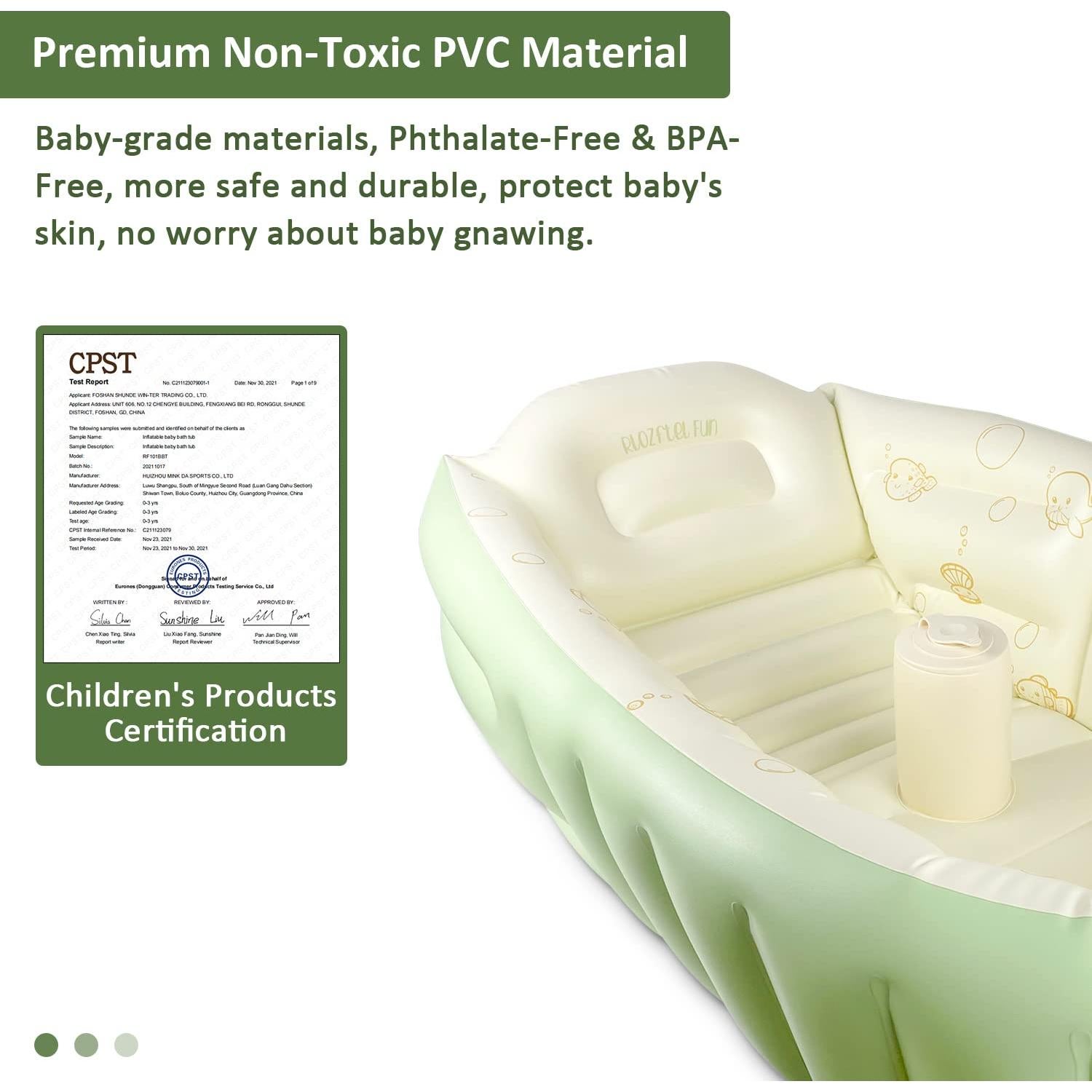 Bañera Inflable para Bebés Rlozftel Verde con Bomba de Aire