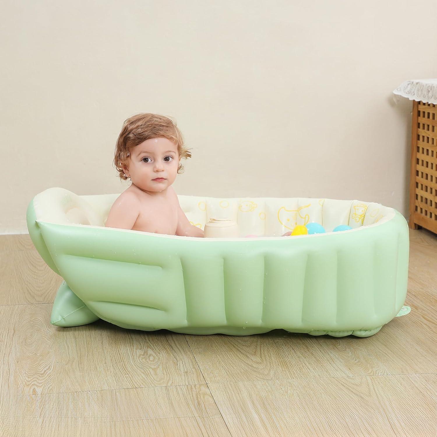 Bañera Inflable para Bebés Rlozftel Verde con Bomba de Aire