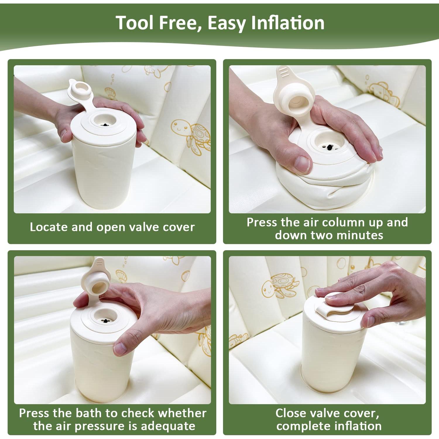 Bañera Inflable para Bebés Rlozftel Verde con Bomba de Aire