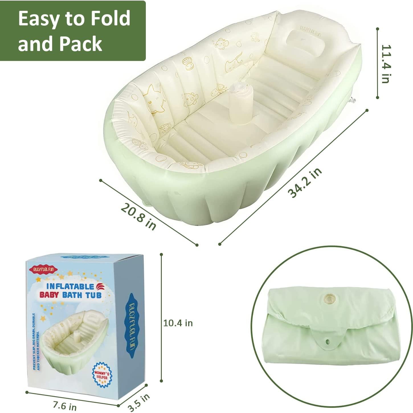 Bañera Inflable para Bebés Rlozftel Verde con Bomba de Aire