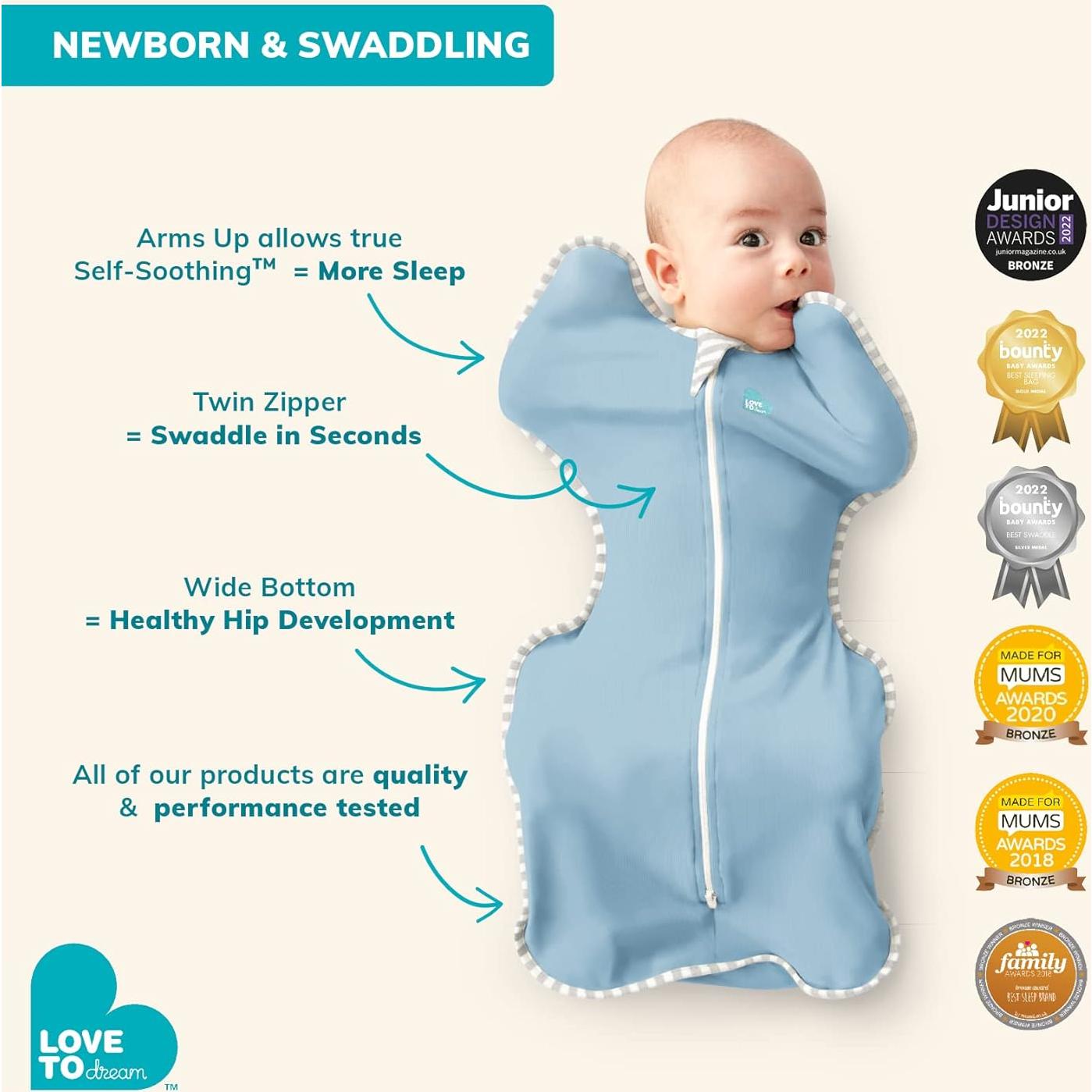 Saco de Sueño Swaddle Up Amor a Soñar, Medio 5.9-8.6 kg, Oliva
