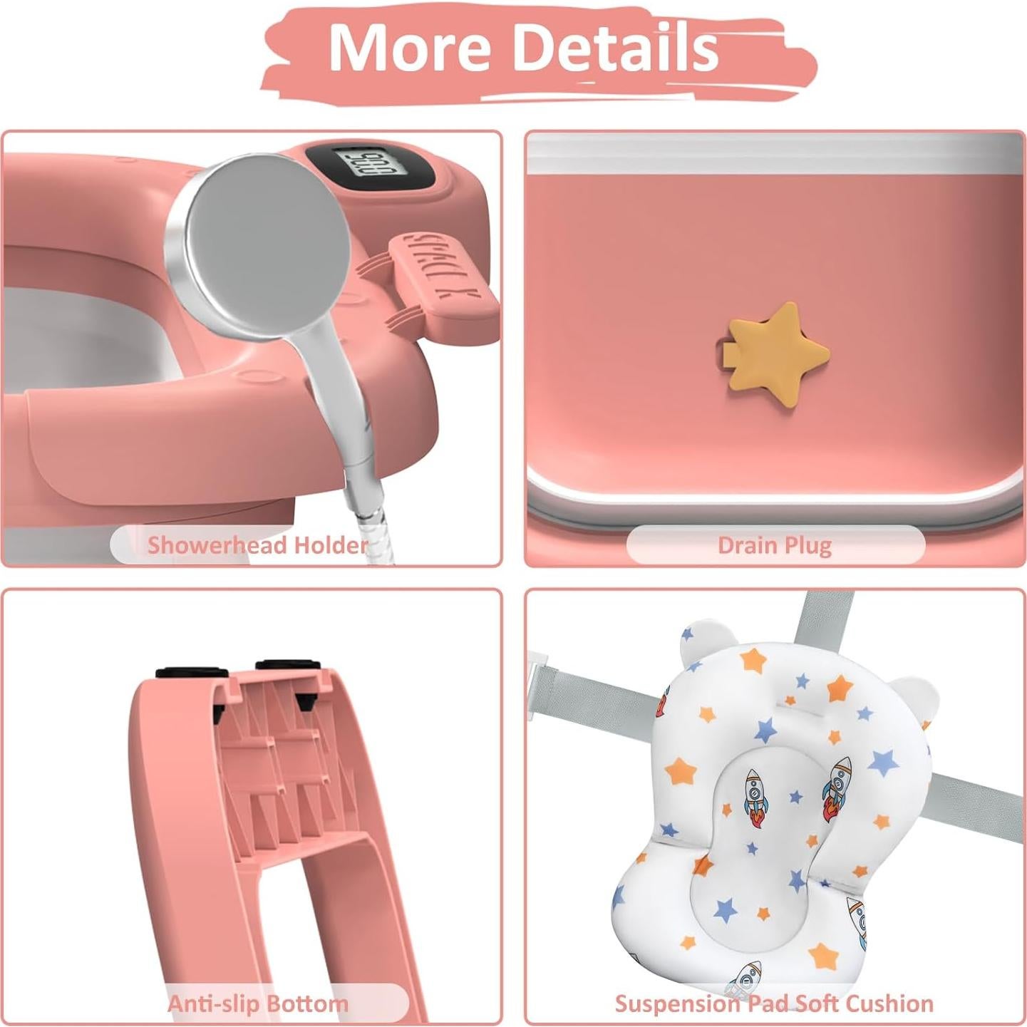 Bañera Plegable para Bebés Reeple con Cojín y Sensor de Temperatura