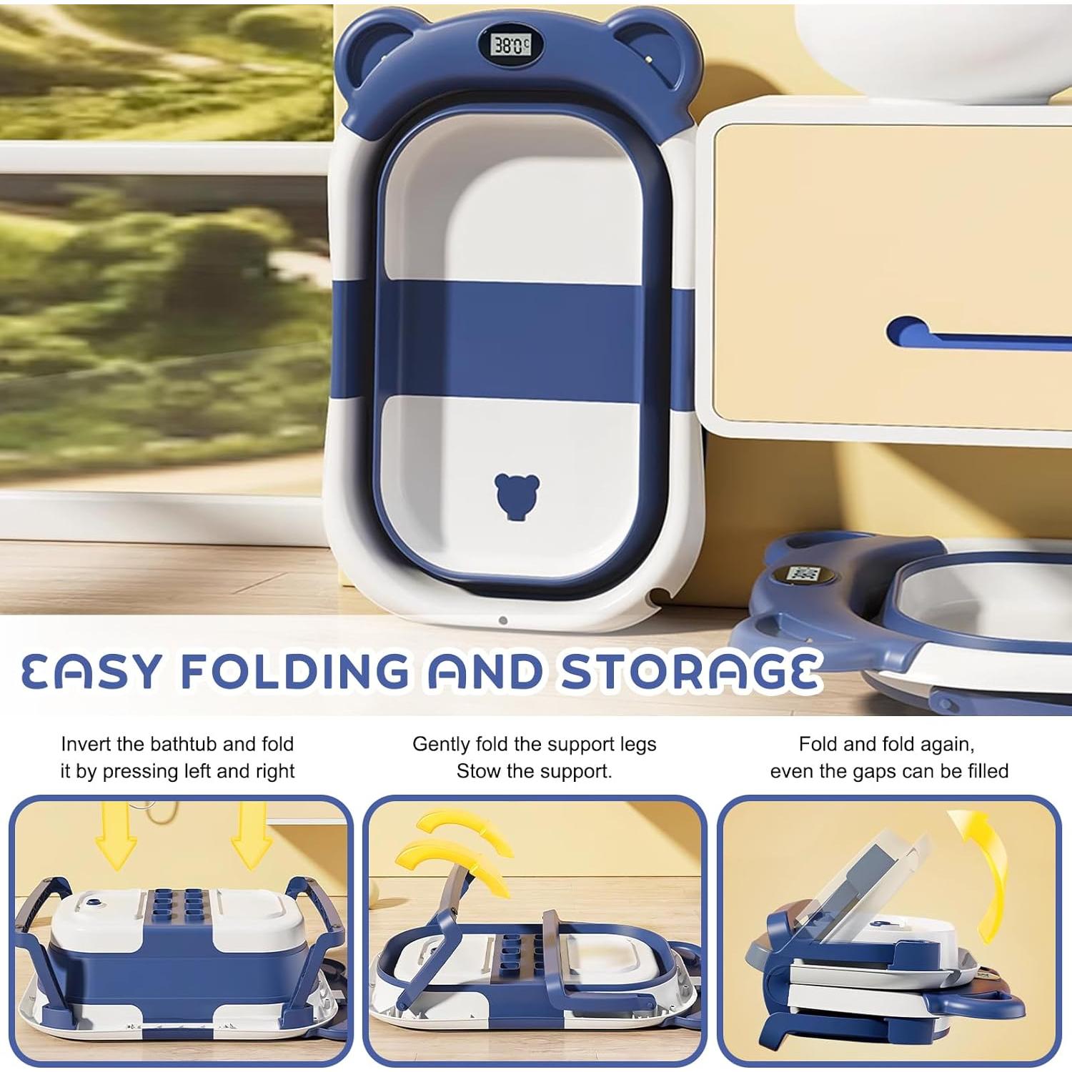 Bañera Plegable para Bebé HAHONIA con Termómetro 67x42cm