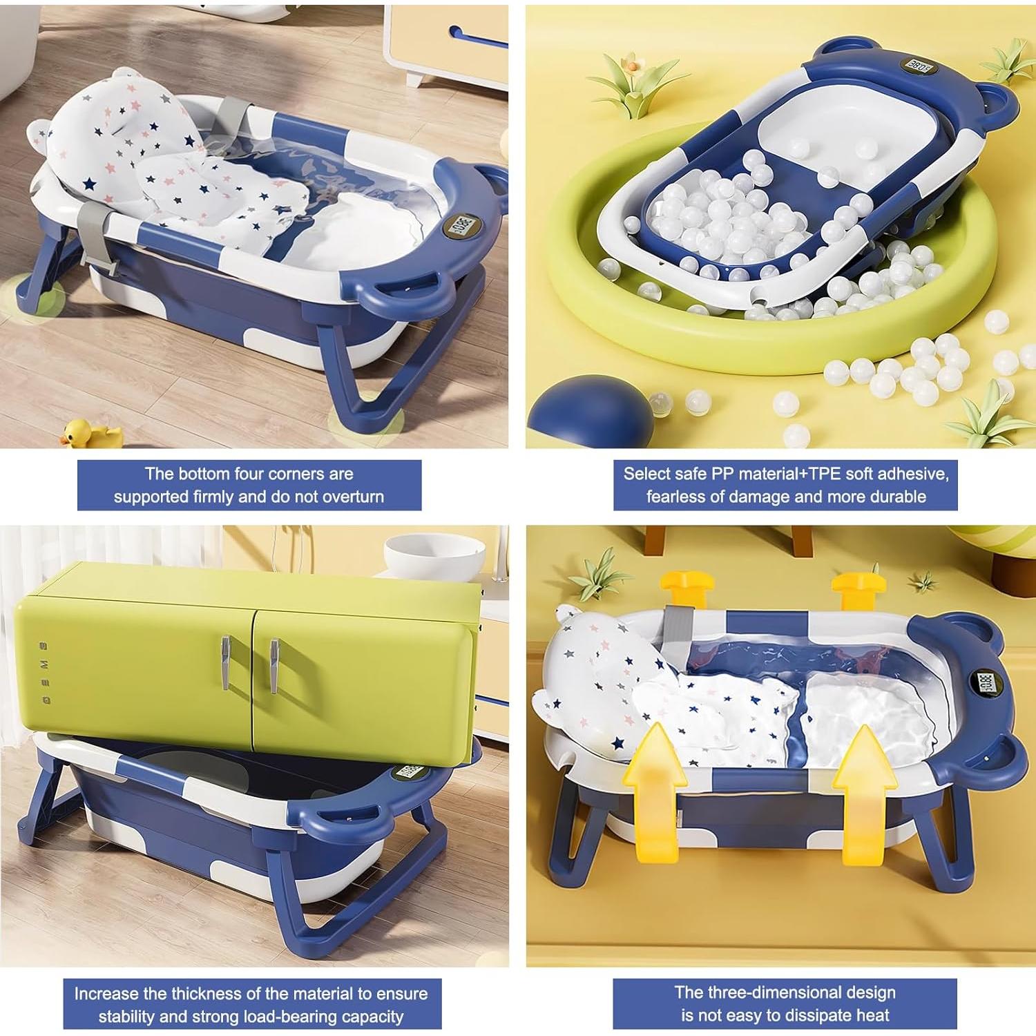 Bañera Plegable para Bebé HAHONIA con Termómetro 67x42cm