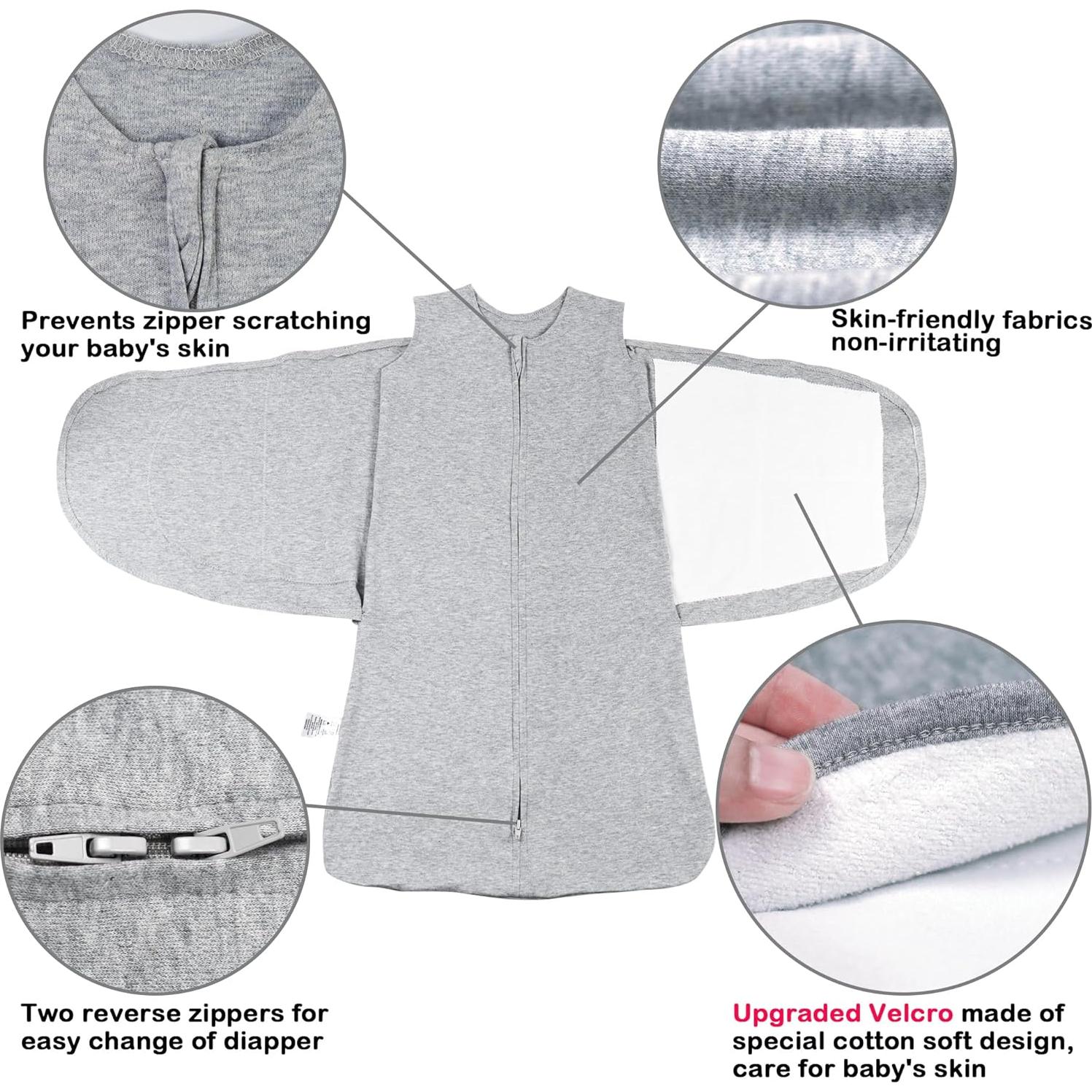 Saco de Sueño Swaddle QIAN QUE 100% Algodón 3-6 Meses