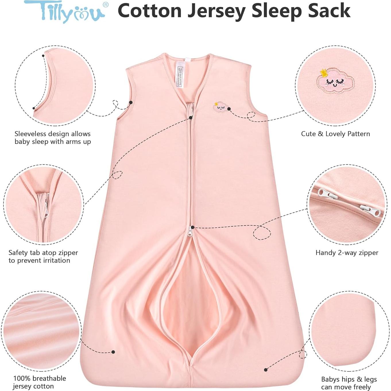 Saco de Sueño TILLYOU 12-18 meses Algodón Rosa TOG 0.5