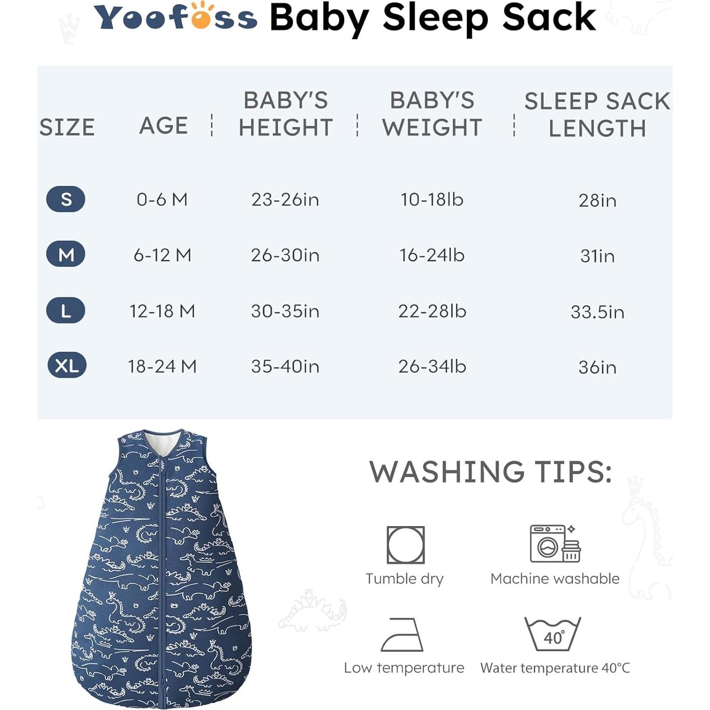 Yoofoss Baby Sleep Sack 6-12 Months, TOG 2.5 Baby Wearable Blanket with 2-Way Zipper, 100% Organic Cotton Fabric Winter Newborn Sleeping Sack, Warm Soft Comfy