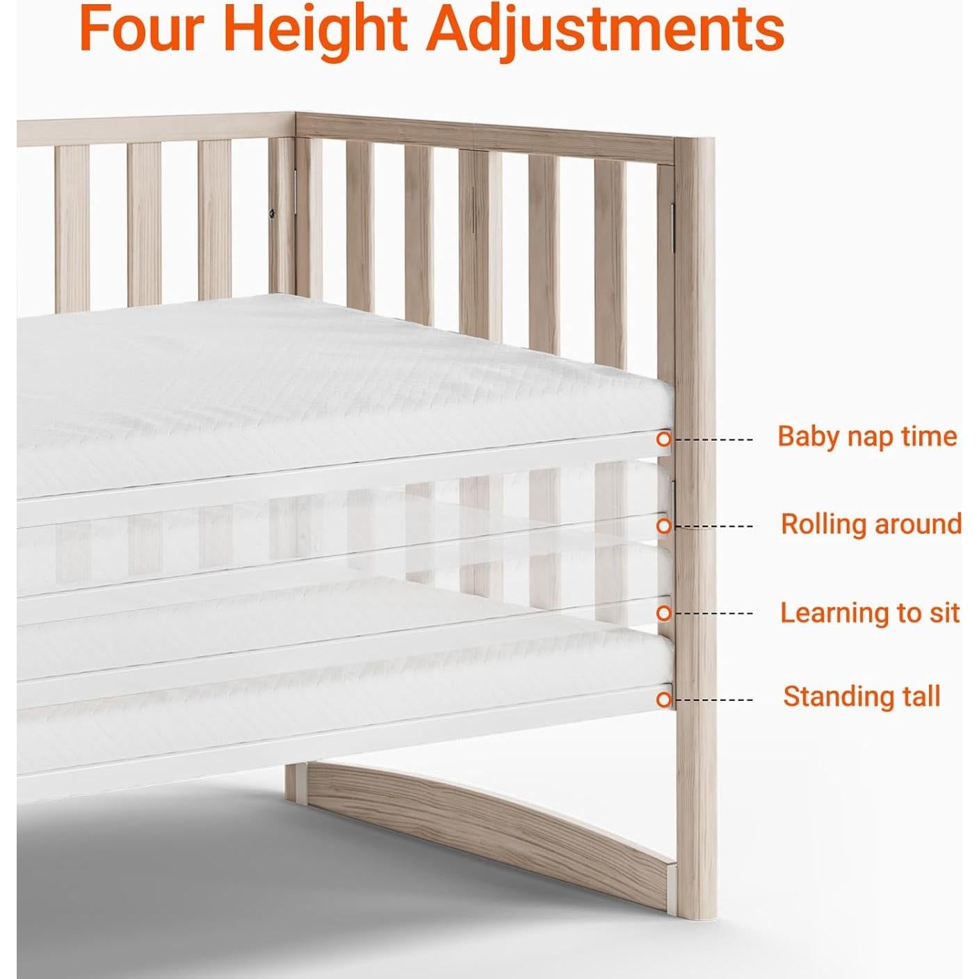 Cuna Mini Convertible MAMAZING 100% Madera Natural 4 Alturas