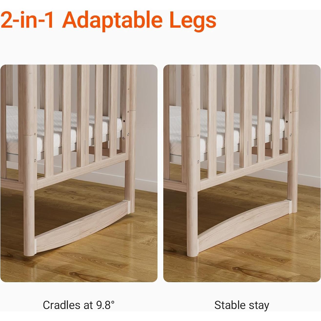 Cuna Mini Convertible MAMAZING 100% Madera Natural 4 Alturas