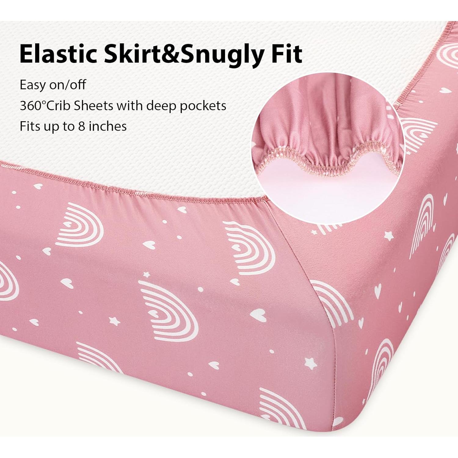 Sábanas ajustadas para cuna Fiemol 132x71 cm Rosa Arcoíris