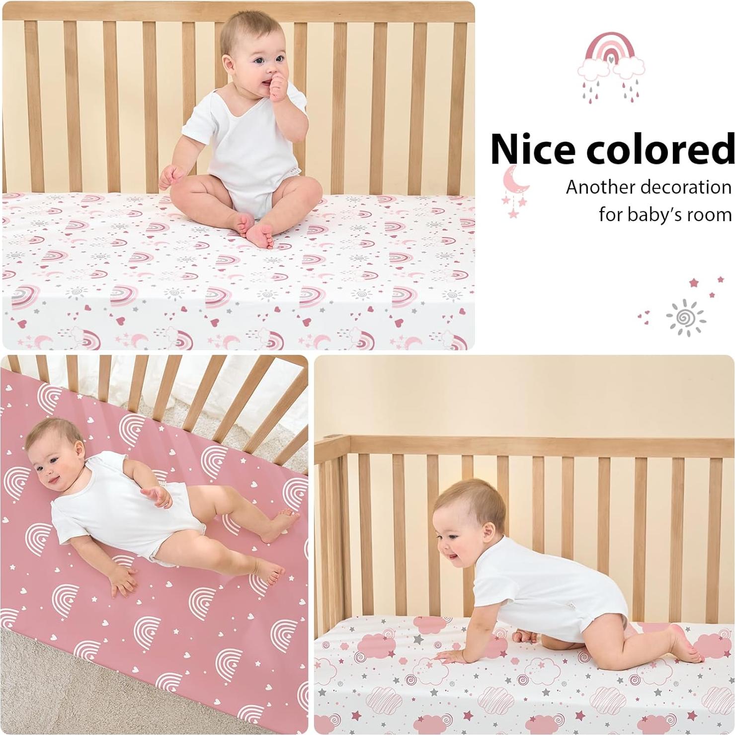 Sábanas ajustadas para cuna Fiemol 132x71 cm Rosa Arcoíris