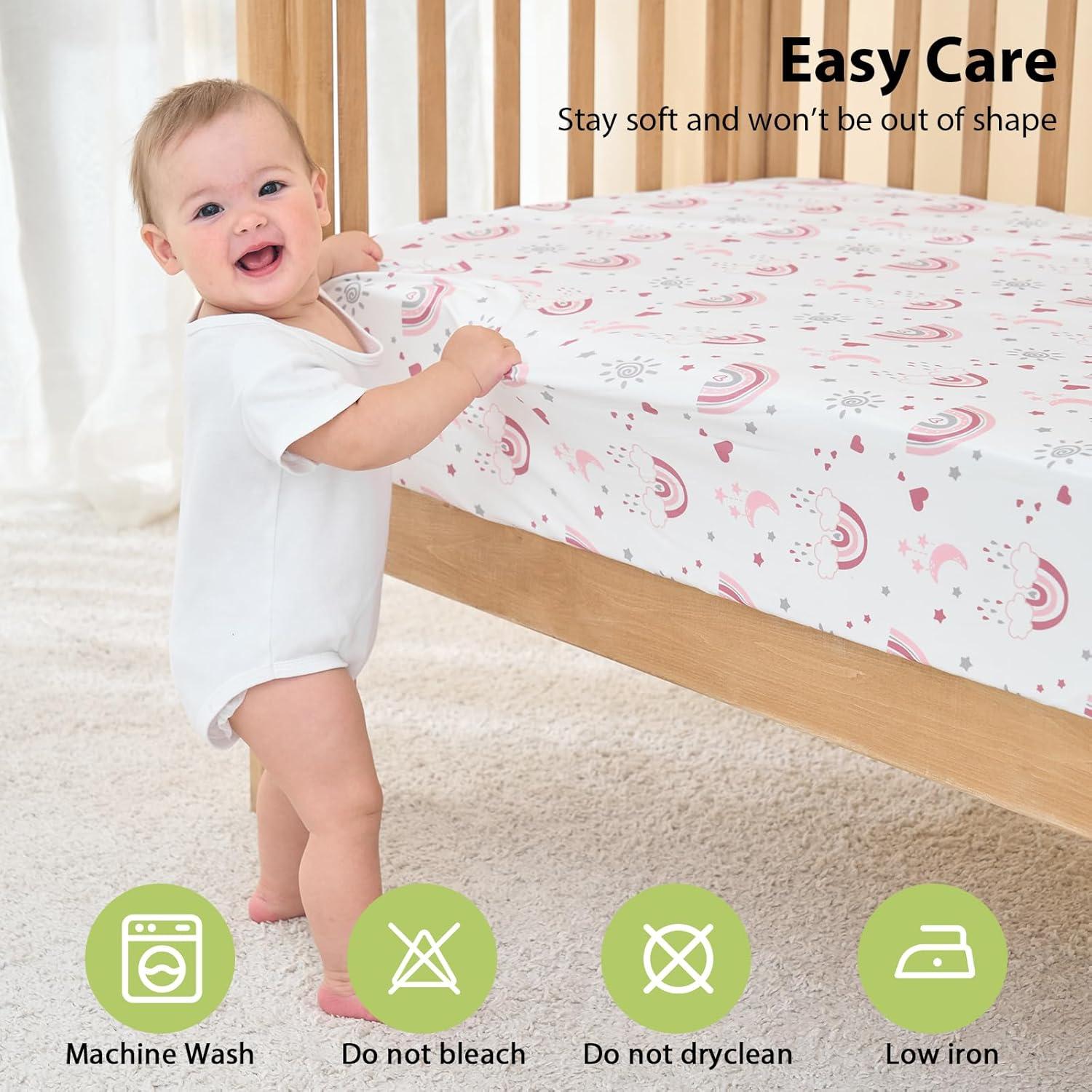 Sábanas ajustadas para cuna Fiemol 132x71 cm Rosa Arcoíris