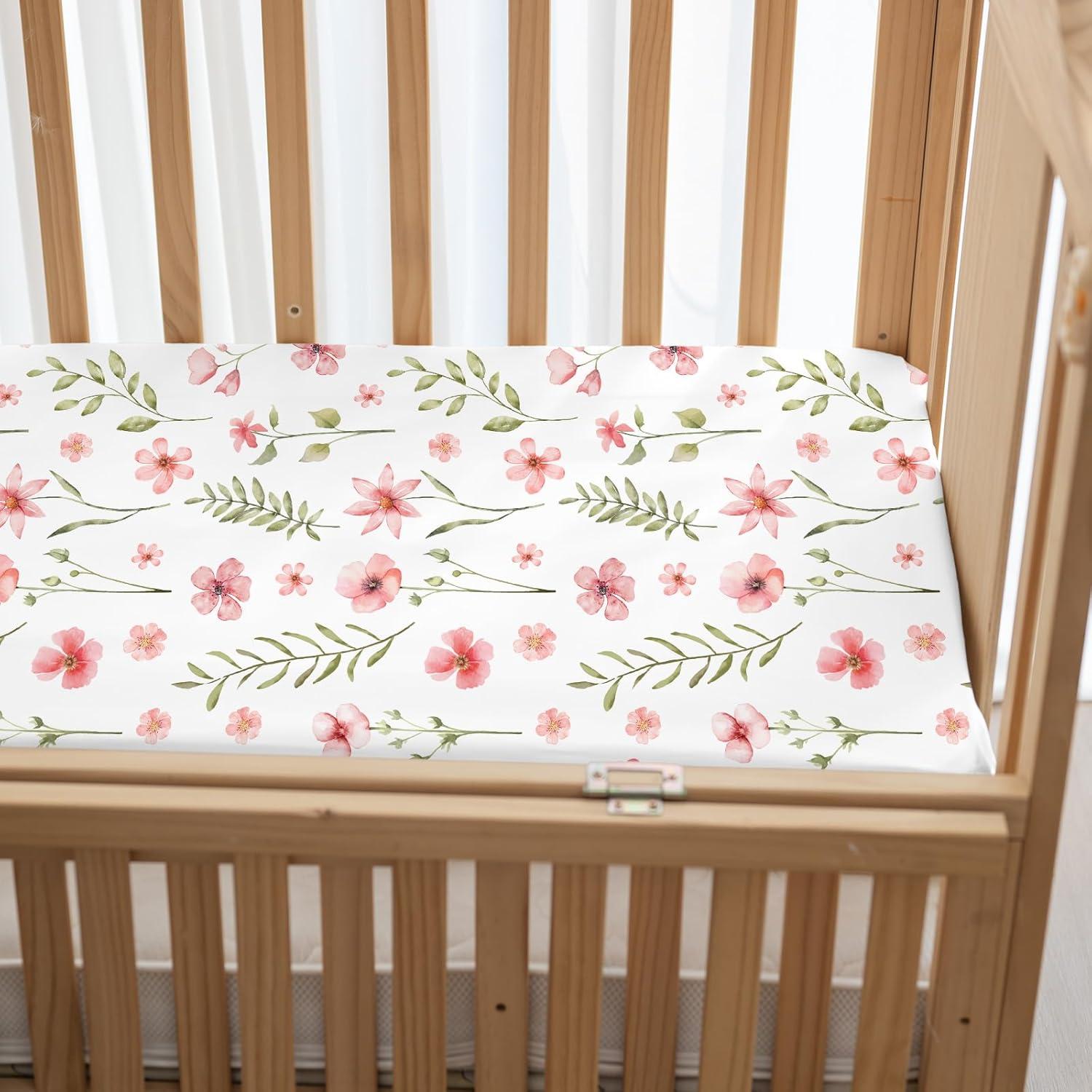 Sábanas Ajustadas para Cuna Civarua Kids Rosa Floral - Paquete de 3