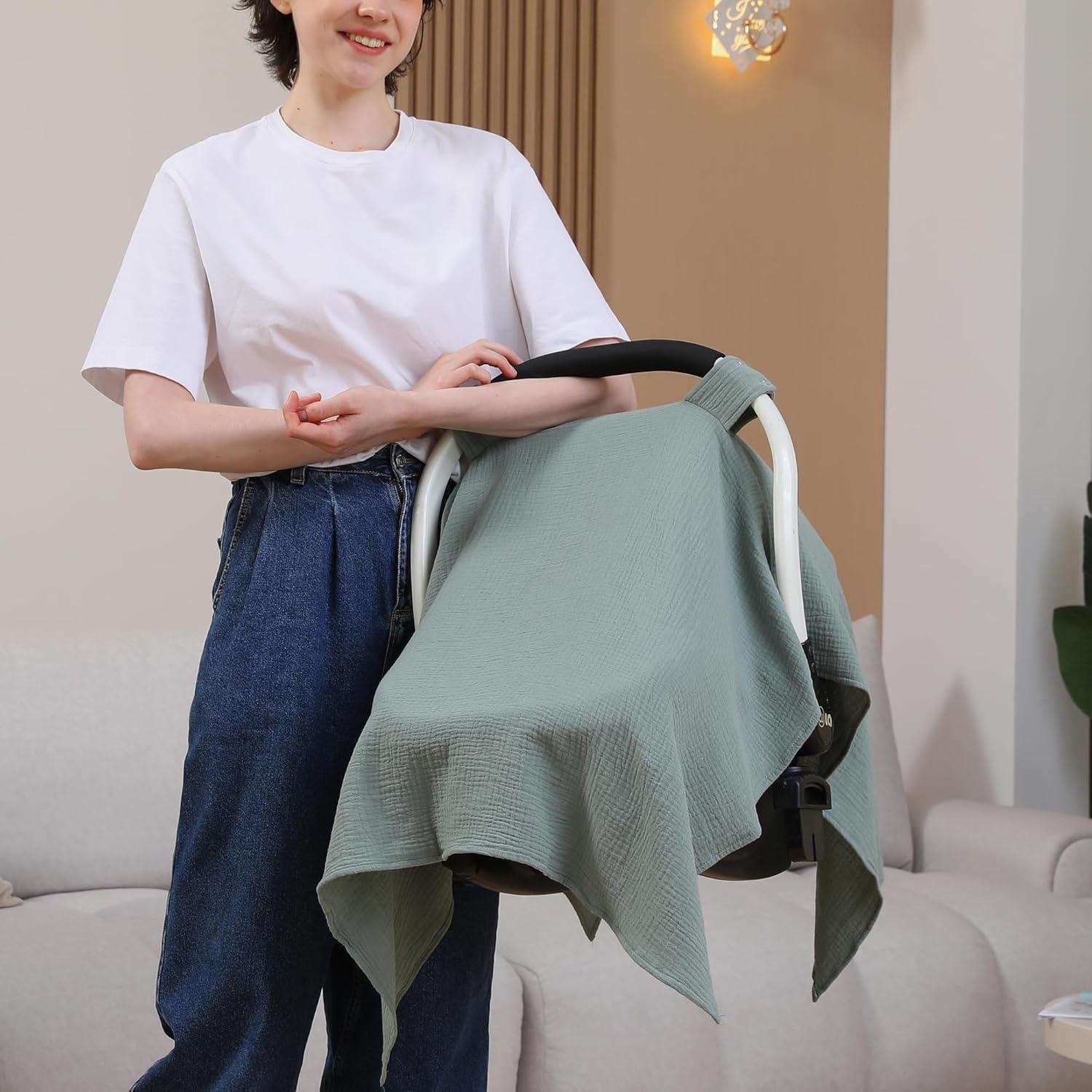 Cubierta de Asiento de Coche Seejoy 100% Algodón Muselina Verde