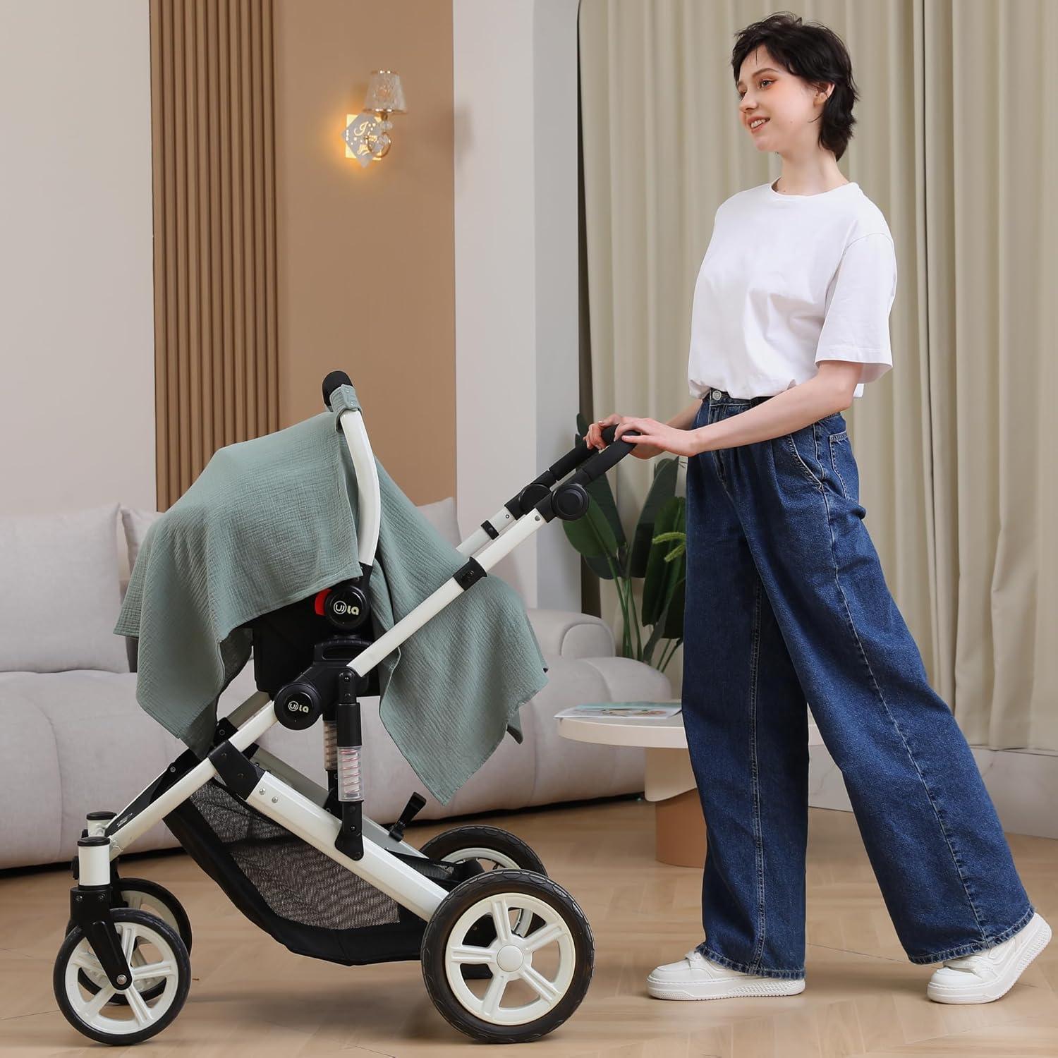 Cubierta de Asiento de Coche Seejoy 100% Algodón Muselina Verde