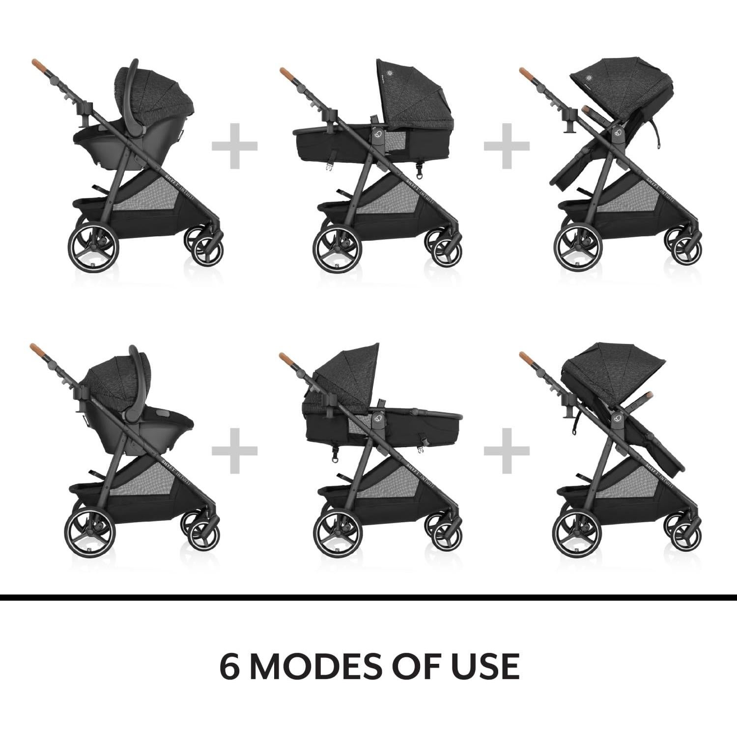 Sistema de Viaje Evenflo Shyft Intuiti Cochecito Modular Negro