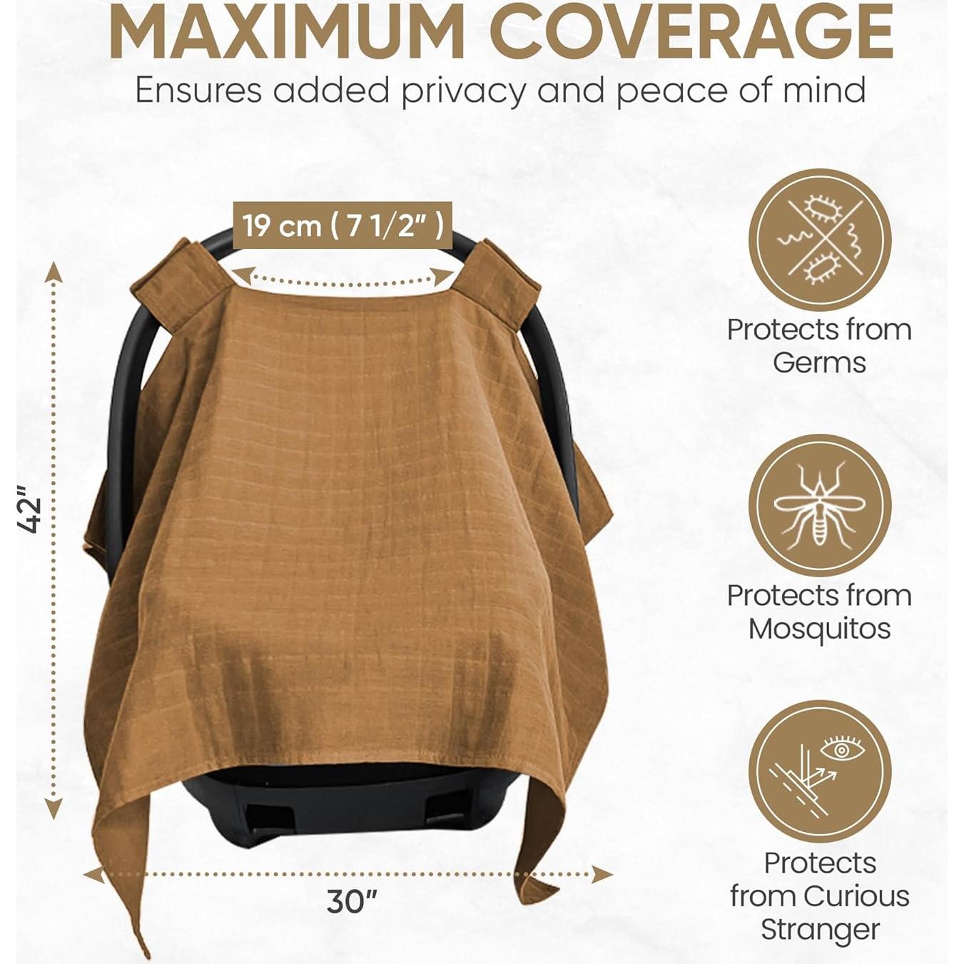 Cubierta de Asiento de Auto MOZAH Baby - Muselina Orgánica Caramelo