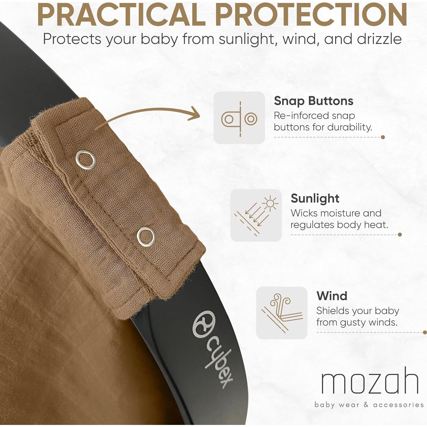Cubierta de Asiento de Auto MOZAH Baby - Muselina Orgánica Caramelo