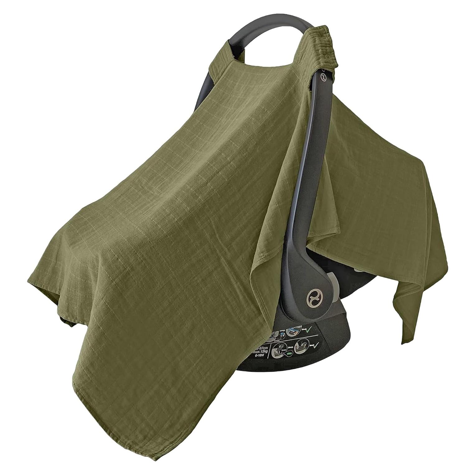 Funda para Asiento de Coche Bebé MOZAH - Algodón Orgánico Verde Oliva