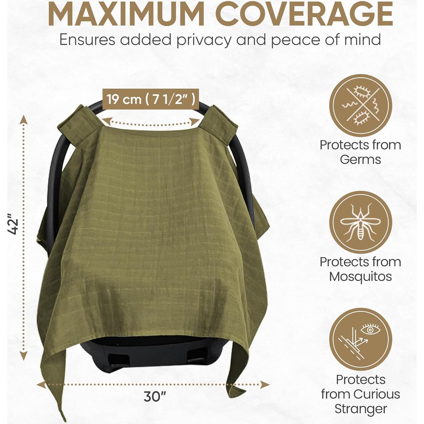 Funda para Asiento de Coche Bebé MOZAH - Algodón Orgánico Verde Oliva