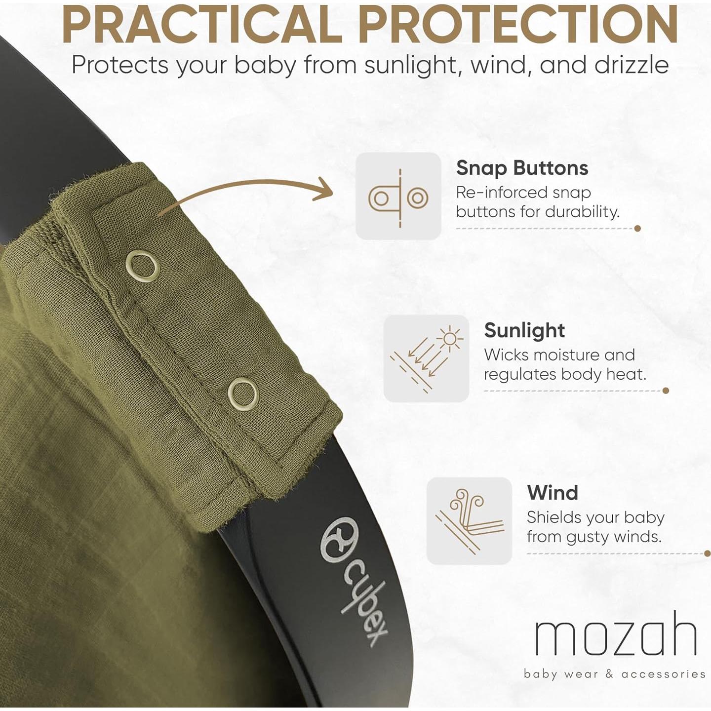 Funda para Asiento de Coche Bebé MOZAH - Algodón Orgánico Verde Oliva