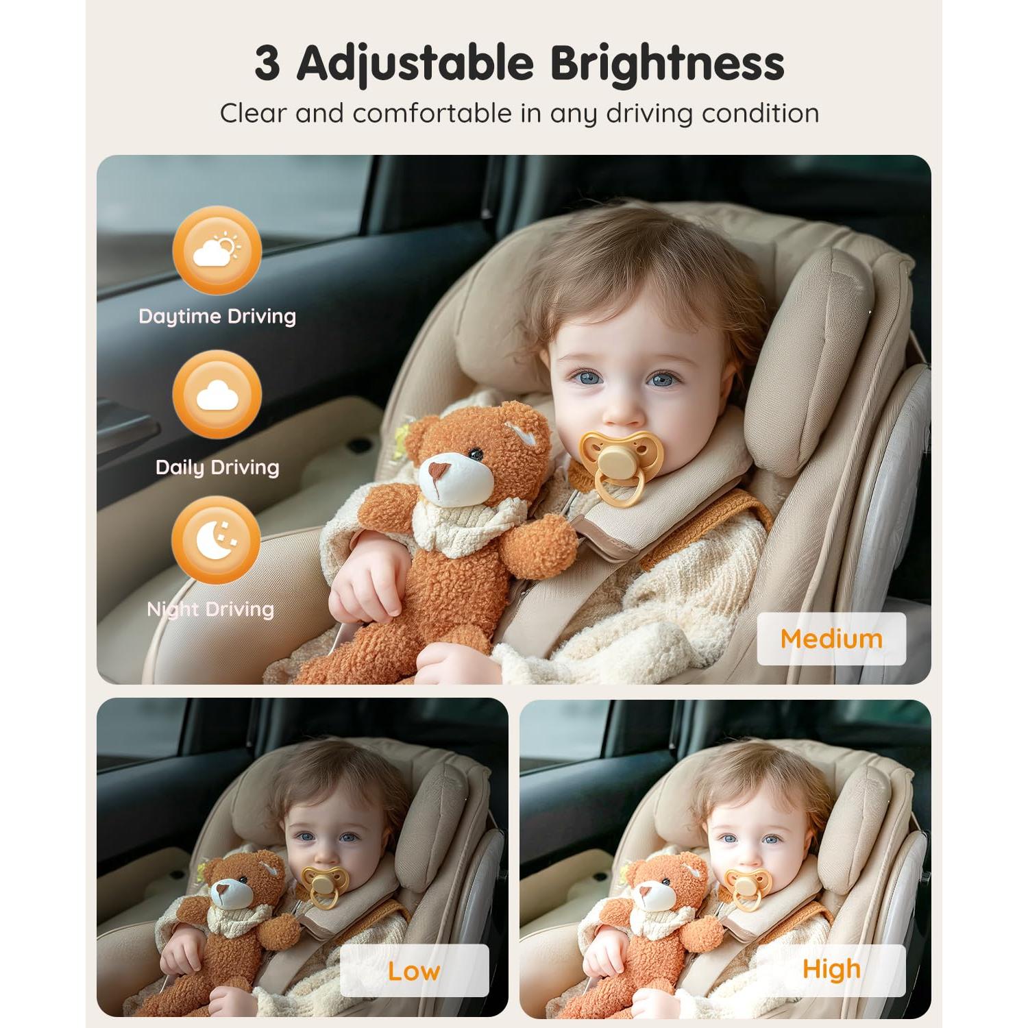 Cámara de Auto BV3PRO para Bebés 1080P HD Dual 18.29 cm