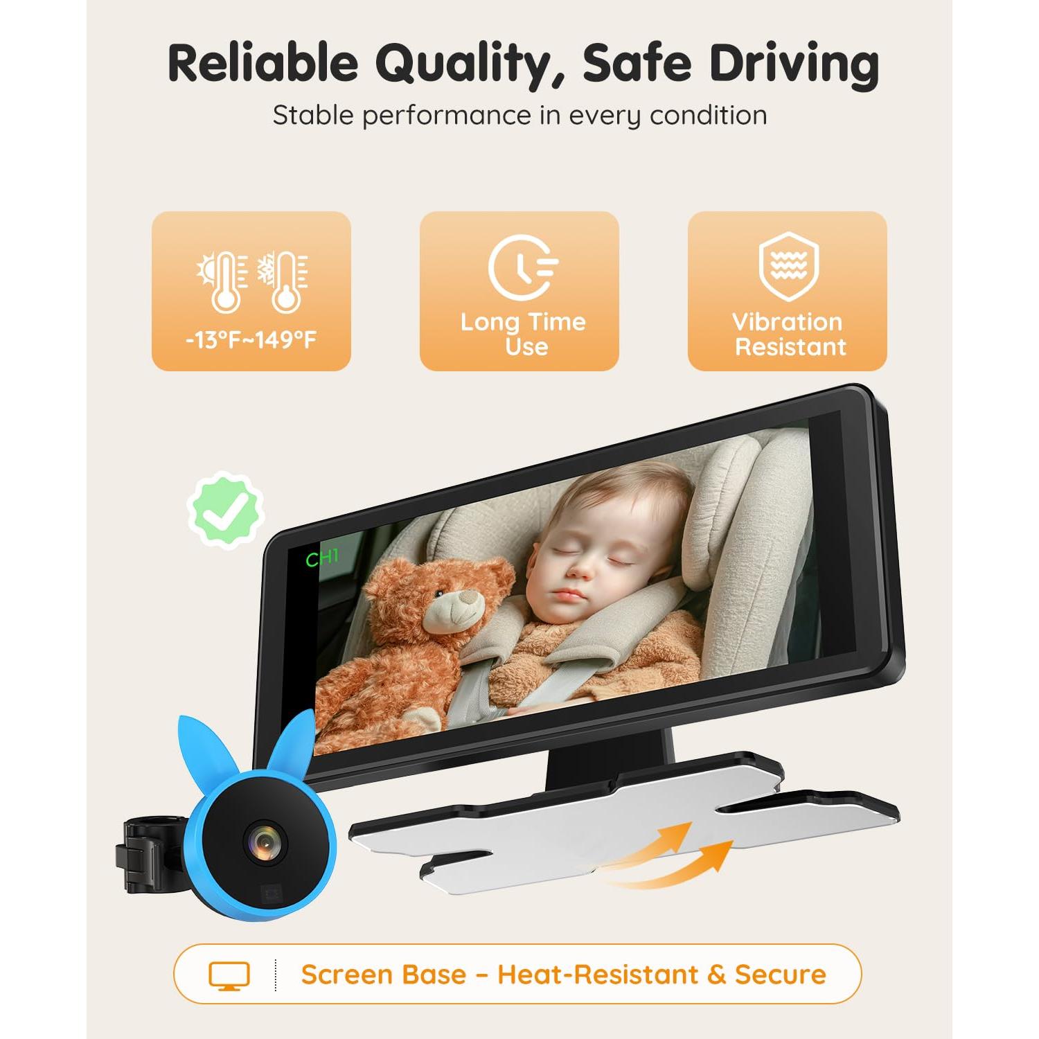 Cámara de Auto BV3PRO para Bebés 1080P HD Dual 18.29 cm