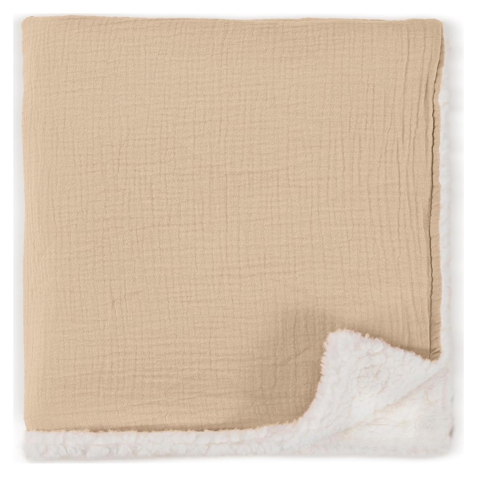 Manta de Algodón Muslín ZICOTOs Beige 89x70 cm Lavable