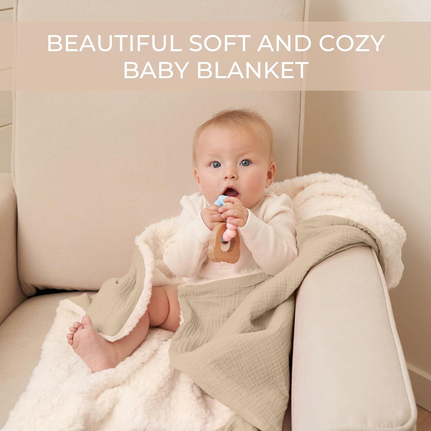 Manta de Algodón Muslín ZICOTOs Beige 89x70 cm Lavable