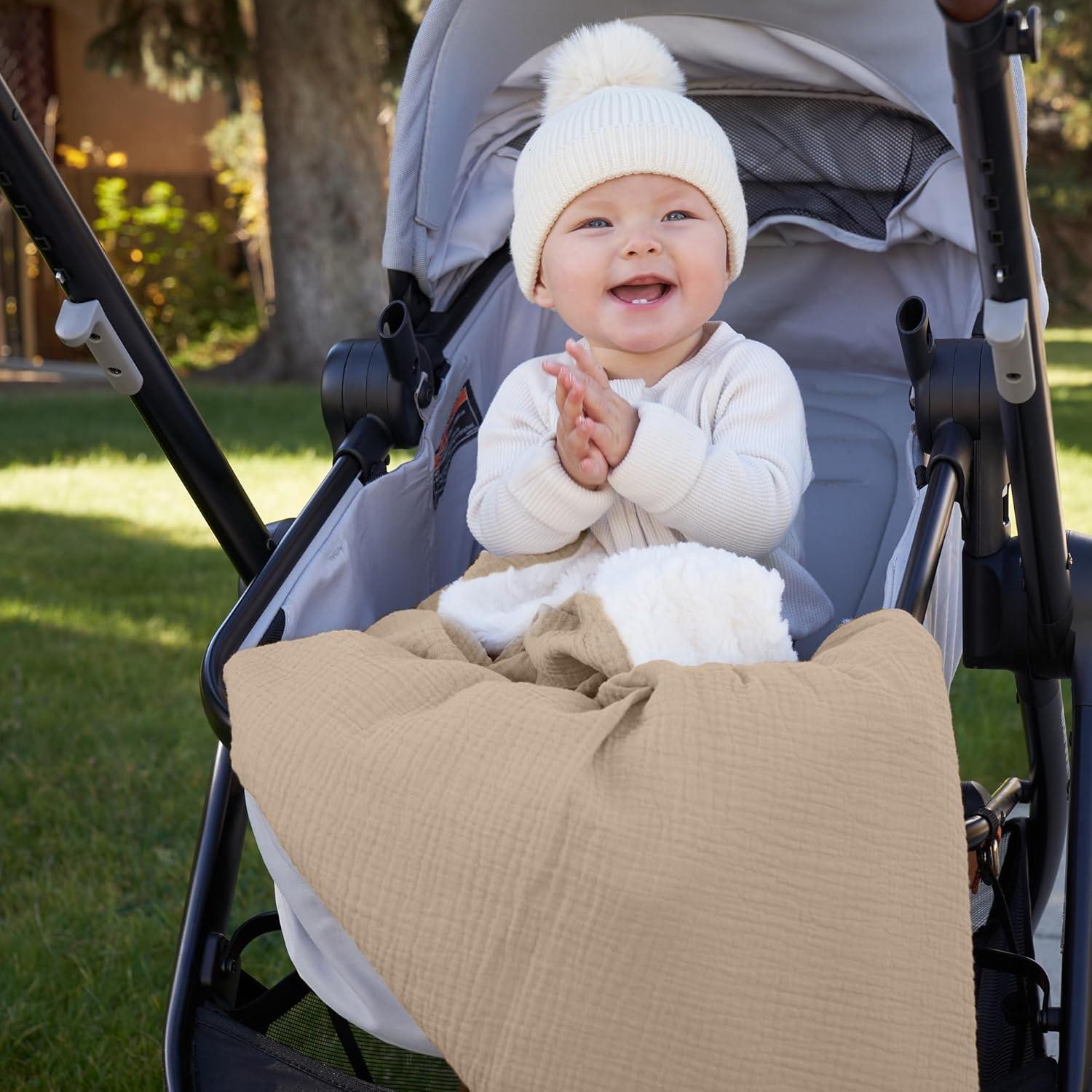 Manta de Algodón Muslín ZICOTOs Beige 89x70 cm Lavable