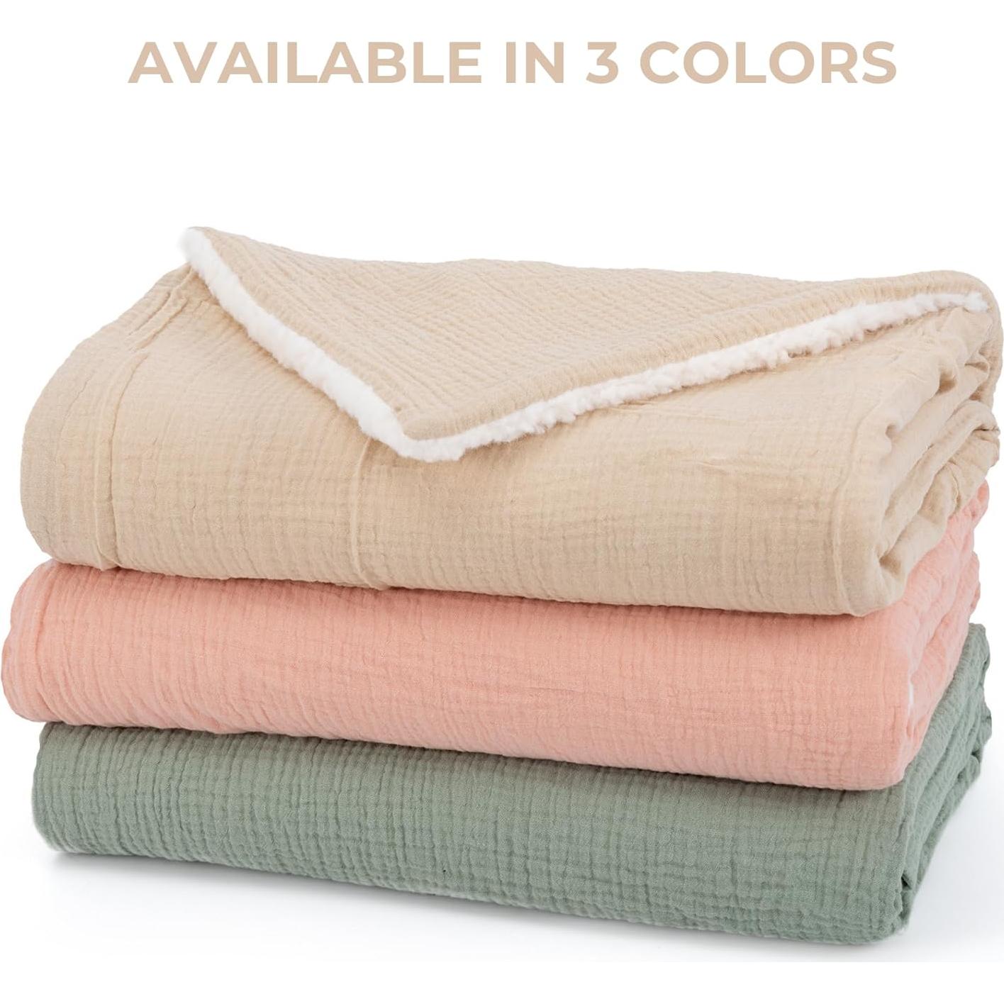 Manta de Algodón Muslín ZICOTOs Beige 89x70 cm Lavable